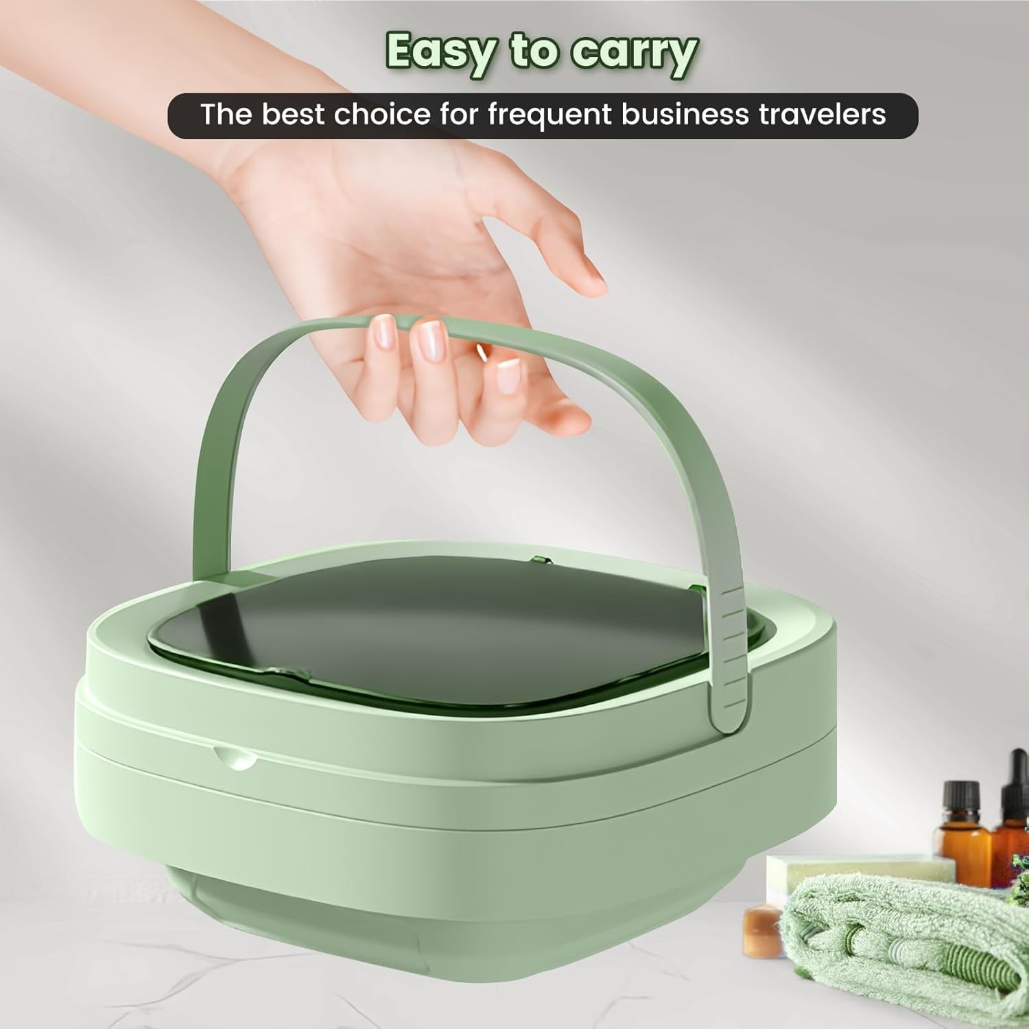 Portable Washing Machine, 11L Large Capacity, Green, Mini Washer for Underwear