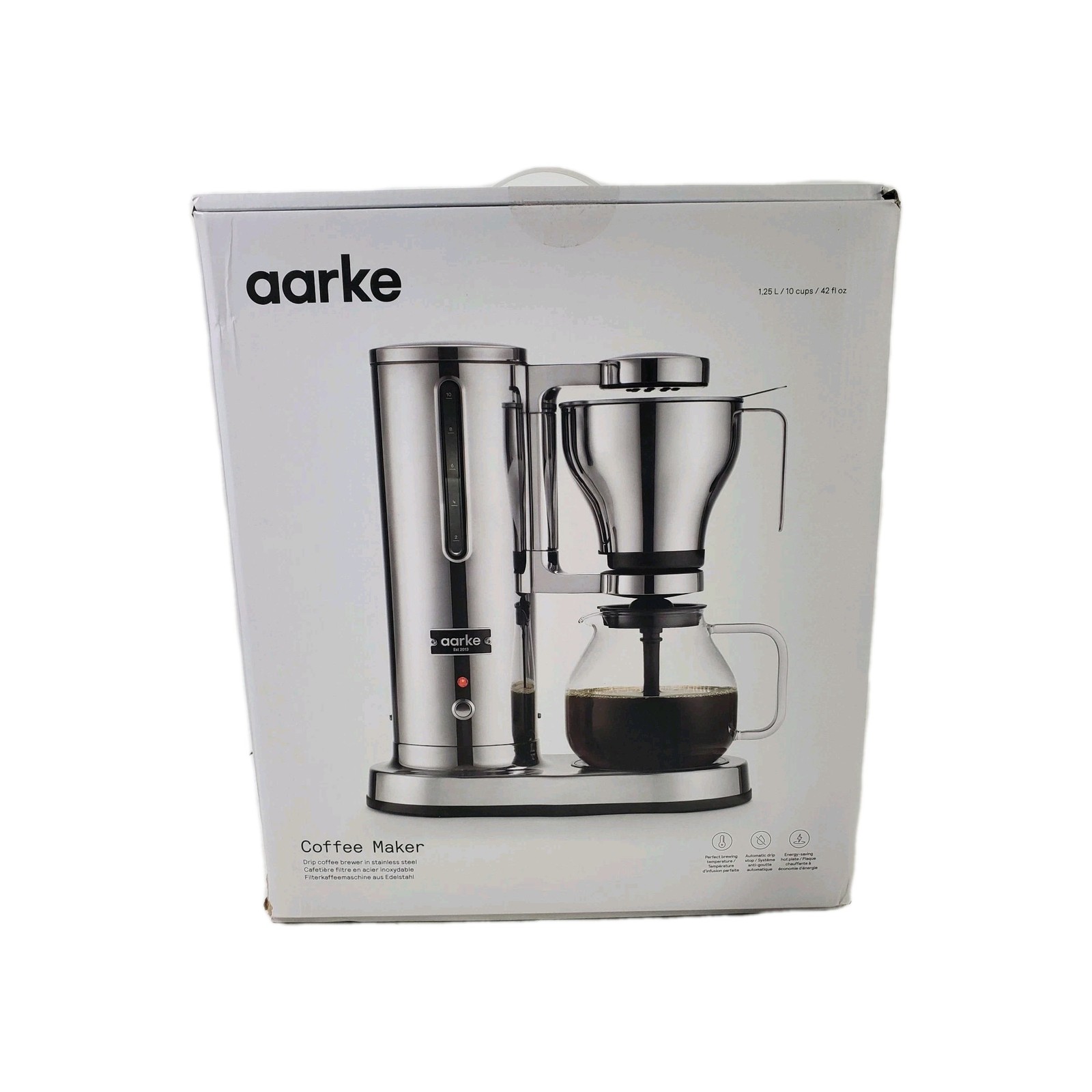 Aarke Coffee Maker Electric Drip Coffee Brewer Stainless Steel Glass Carafe