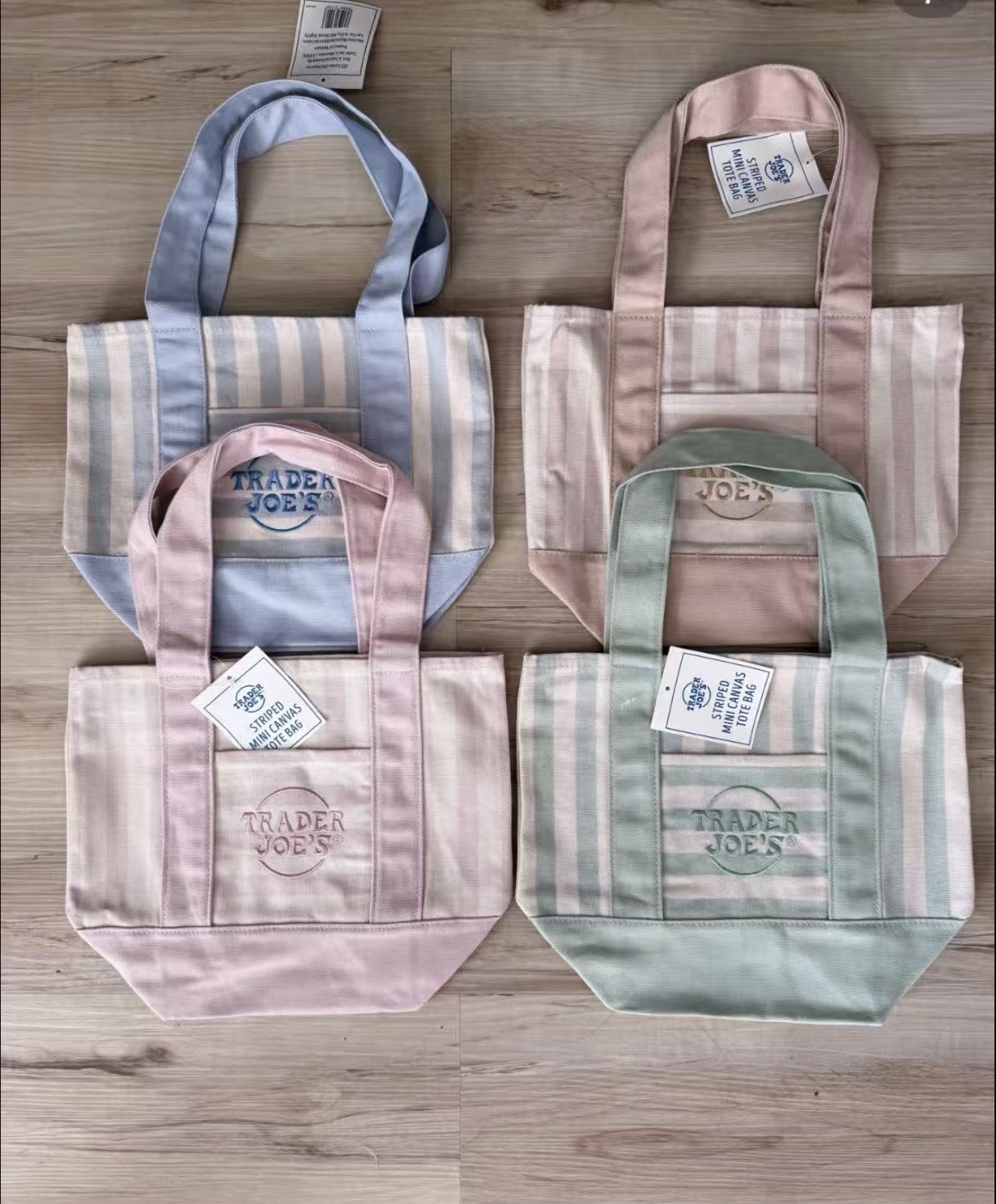 Trader Joe’s Mini Pastel Stripe Canvas Tote Bag Limited Edition Set Of 4 2026