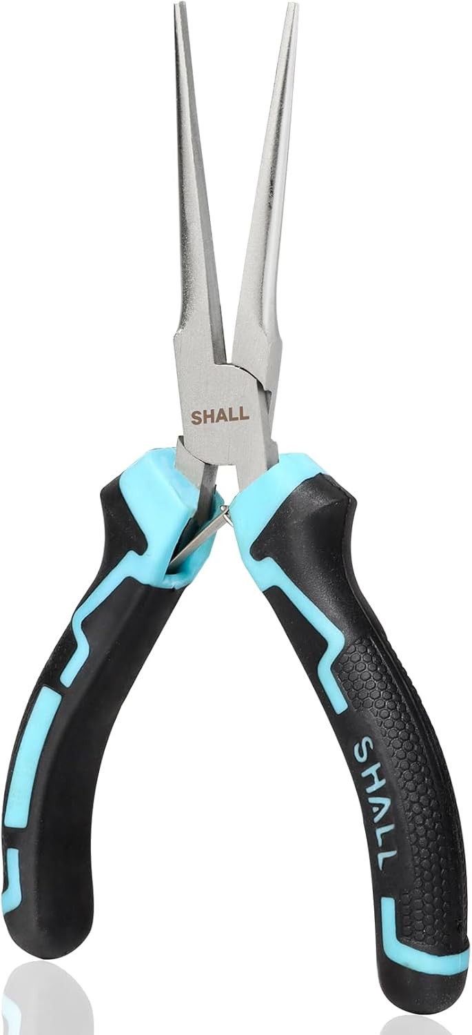SHALL 6″ Mini Needle Nose Pliers Comfort Grip Long Nose for Jewelry & Crafts