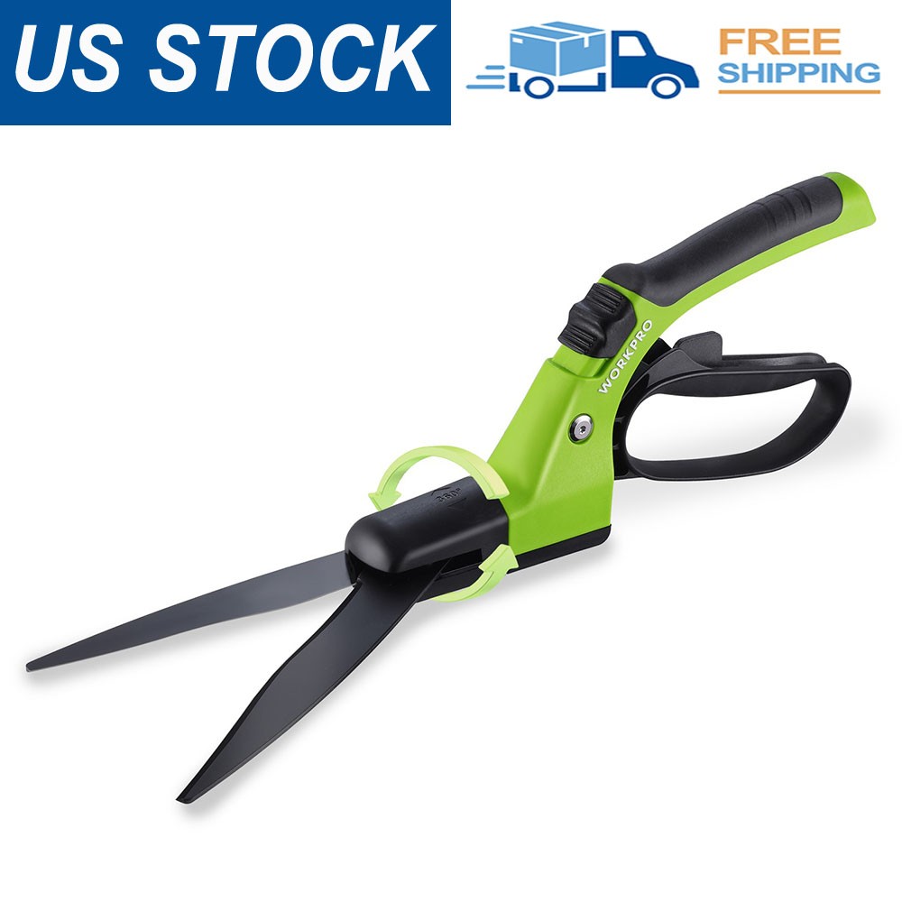 WORKPRO Grass Shears Handheld Ultra-Sharp Grass Clippers with 360° Swivel Blades