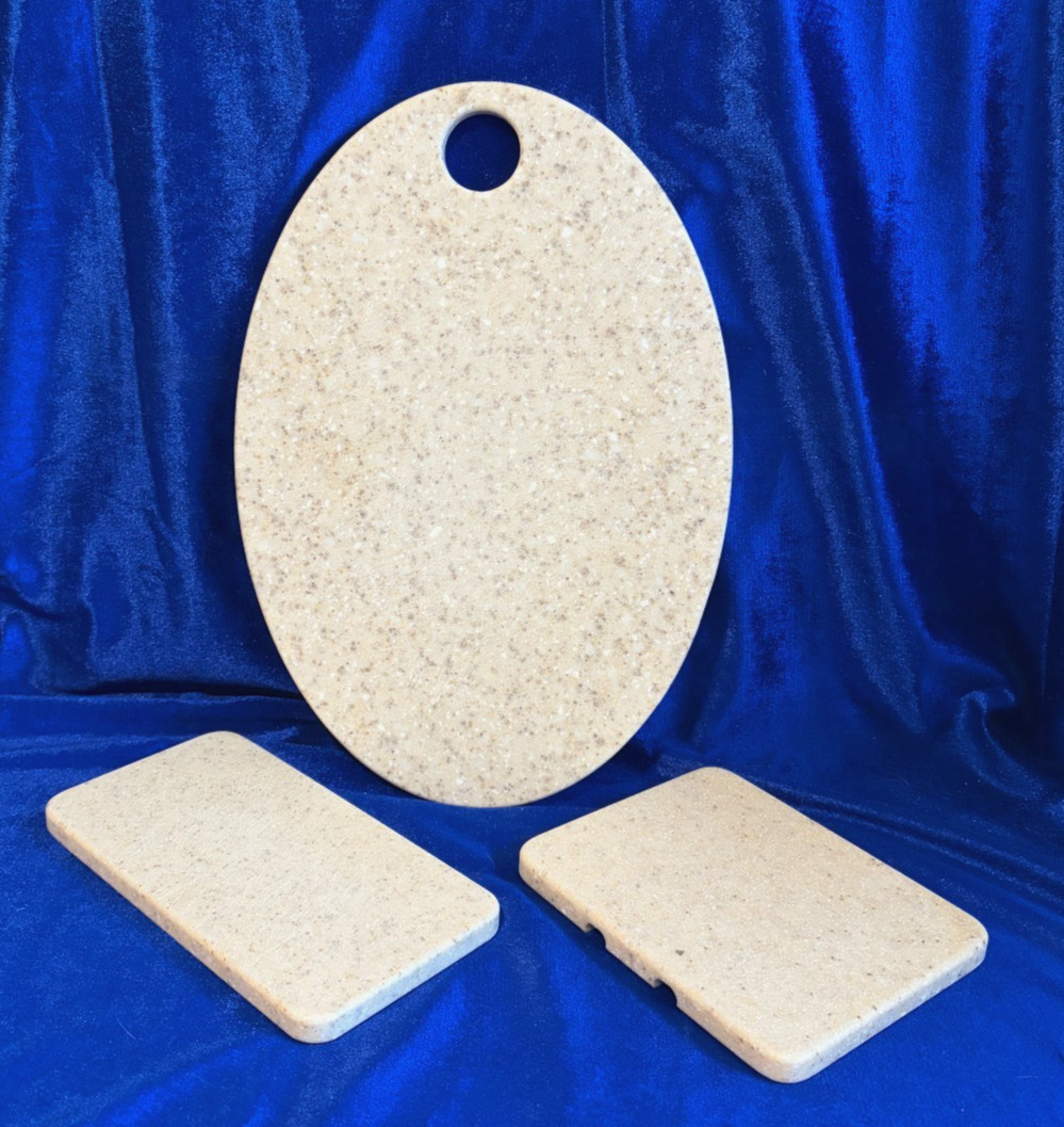 Set of 3 Corian Cutting Boards Oval & Rectangular. Solid Surface & Rounded Edges