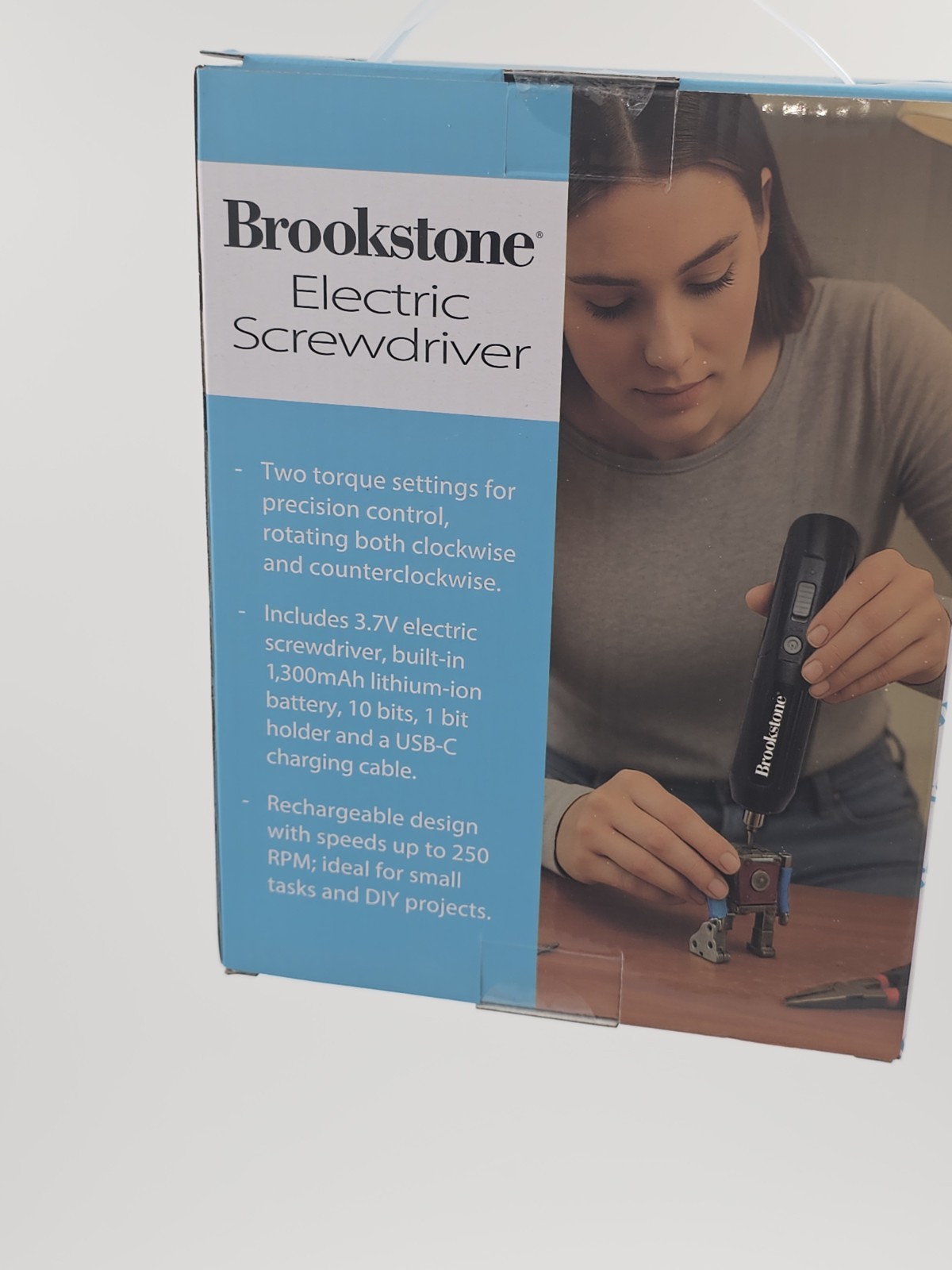 Brookstone Electric Screwdriver BR-ESCR-200 USB-C Rechargeable 1300mAh + Bits