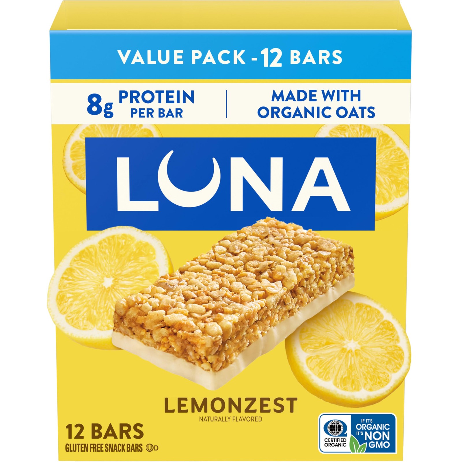 LUNA Bar – LemonZest Flavor – Gluten Free 12 Count (Pack of 1), Lemon Zest