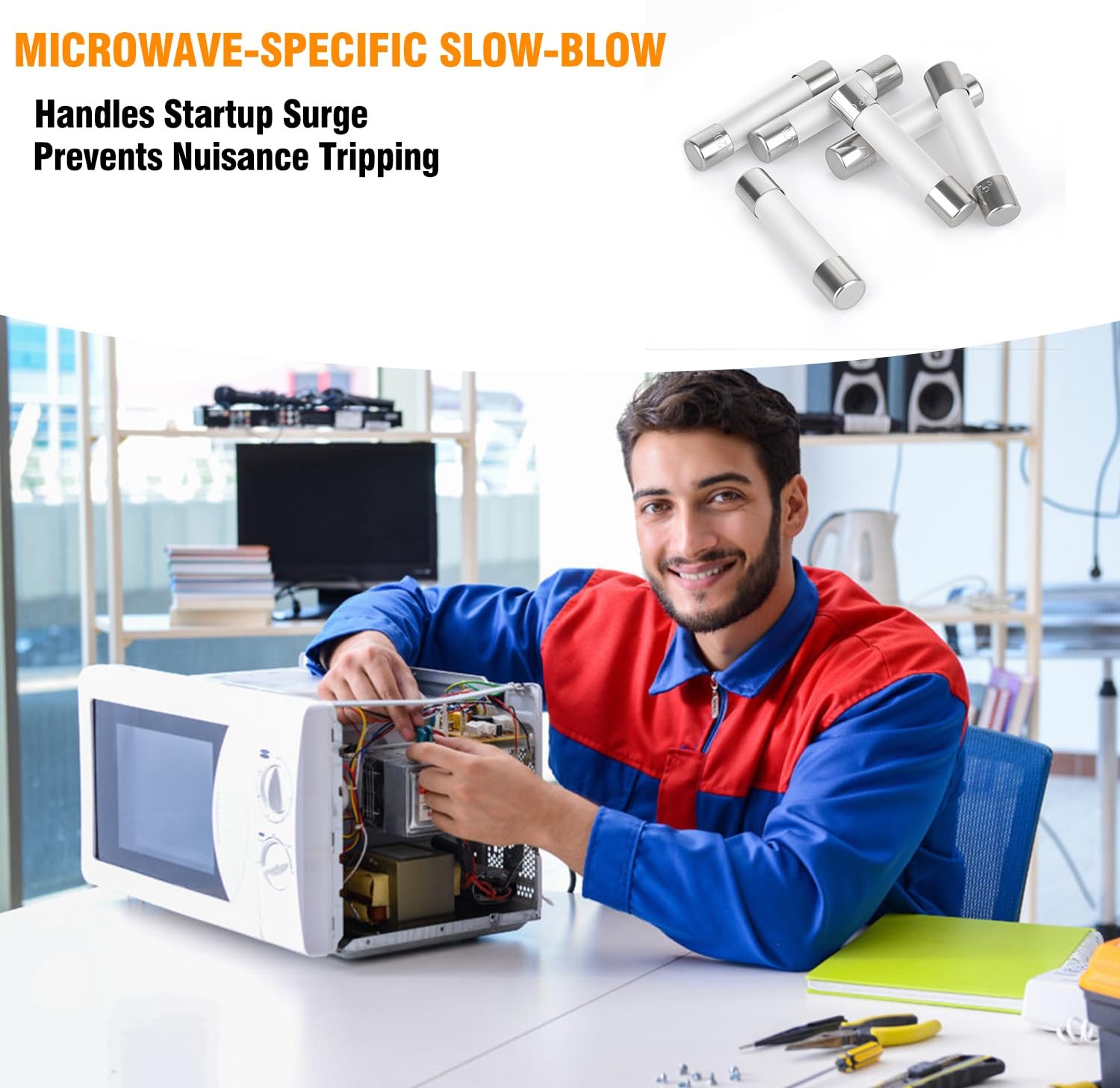 Microwave Fuse – 20 Amp 250V Ceramic Slow-Blow,Direct Replacement for GE…
