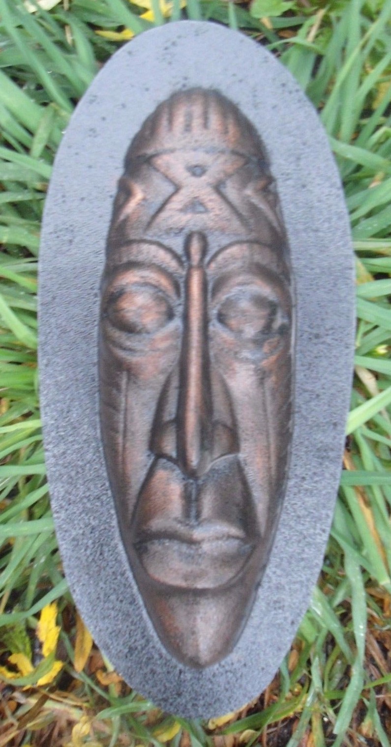 Tiki face mold abs plastic garden casting tropical mould 11″ x 4″ x 3/4″