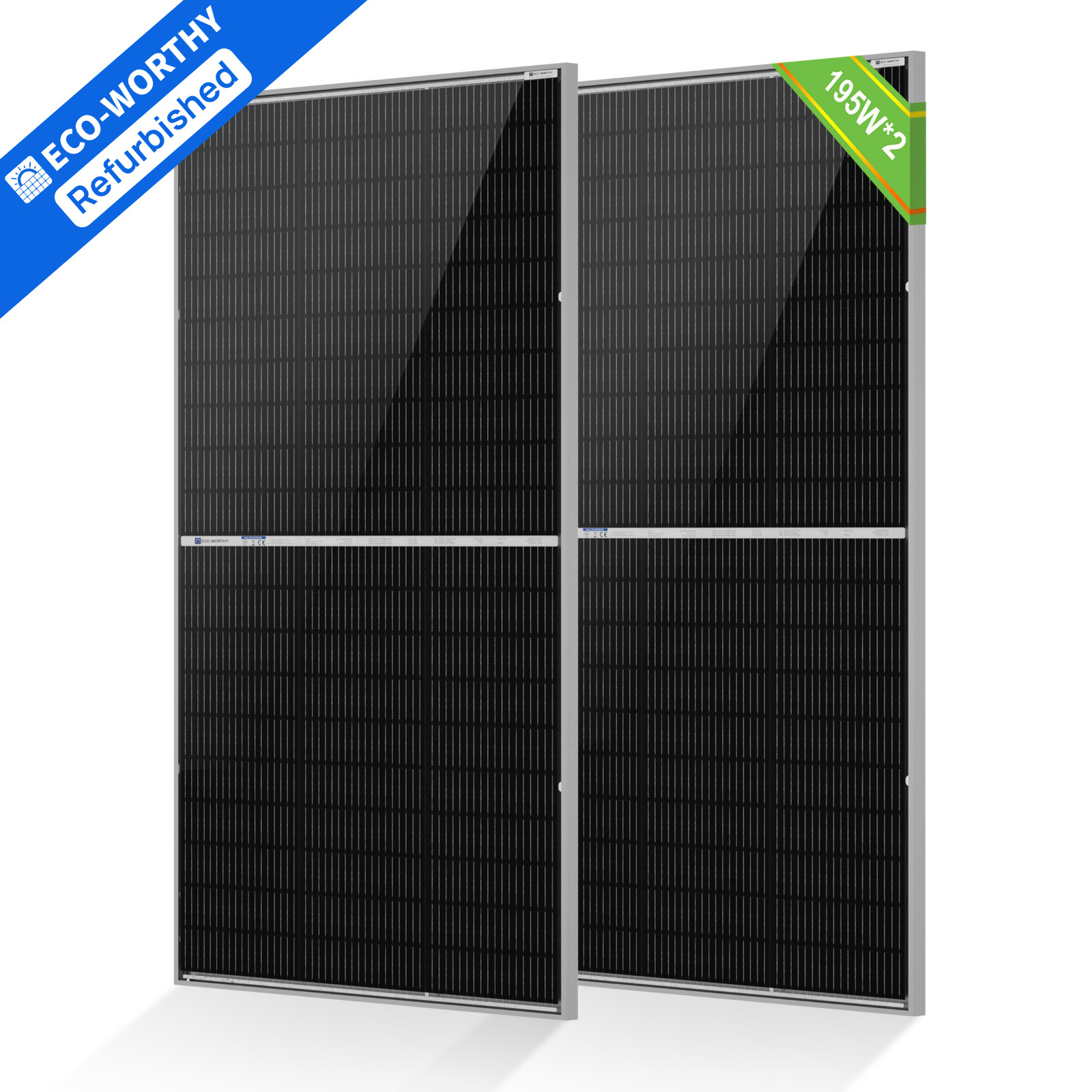 ECO-WORTHY 2Pack 195W N-Type 18BB Bifacial Solar Panels 25% High Conversion RV