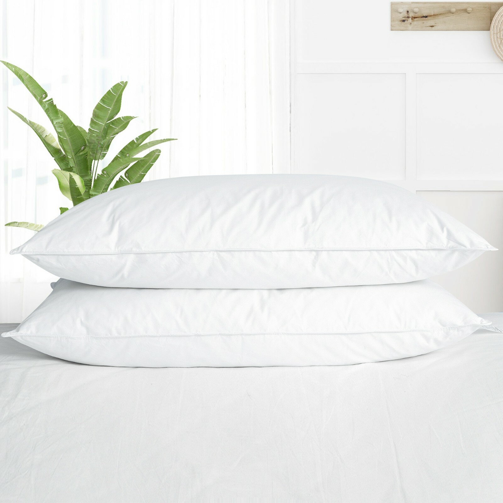 HOTEL Quality 2 Pack White Goose Down Feather Bed Pillows Queen or King Pillow