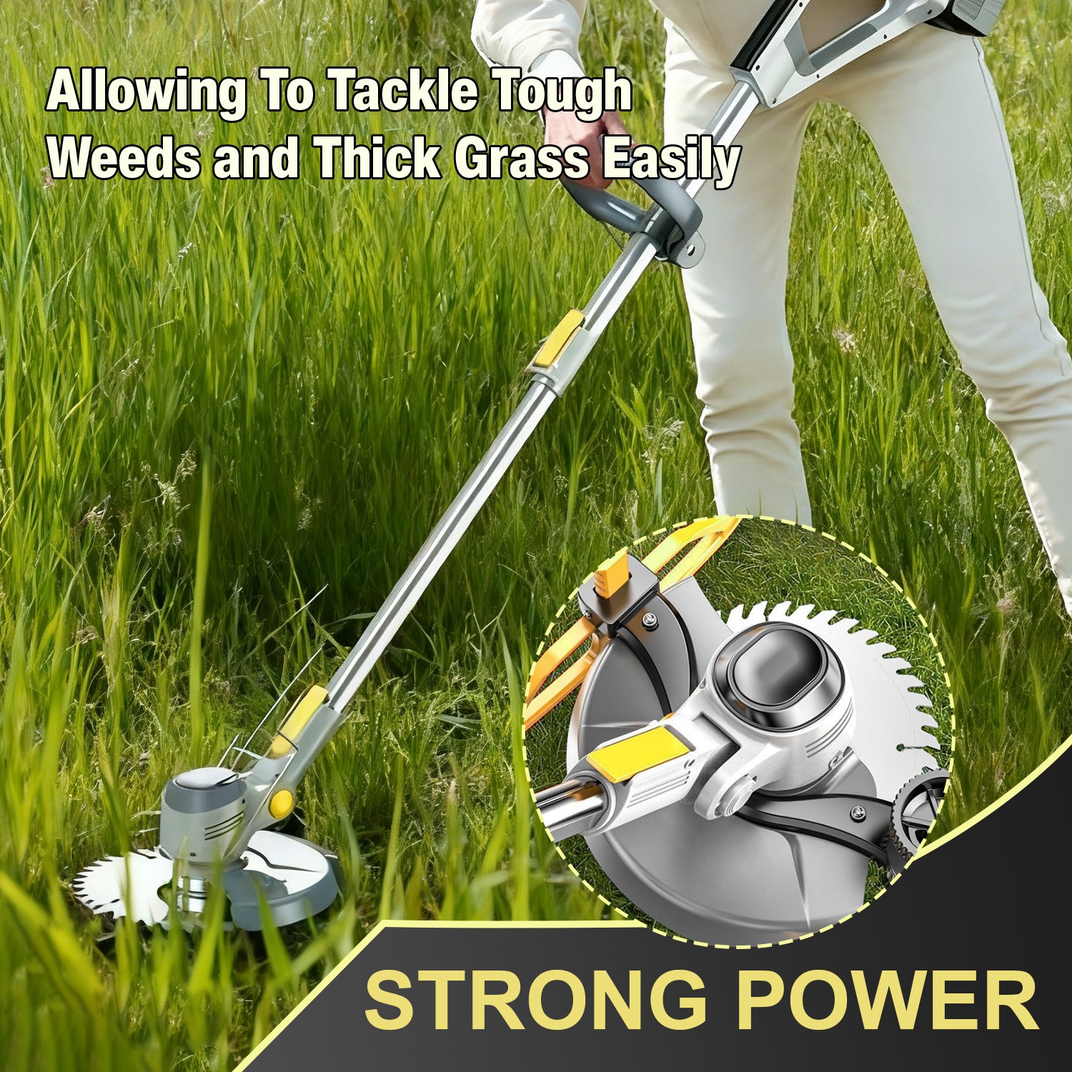 Cordless Weed Wacker 20V 4Ah Battery Powered W/ Metal Blade Edger/Mower