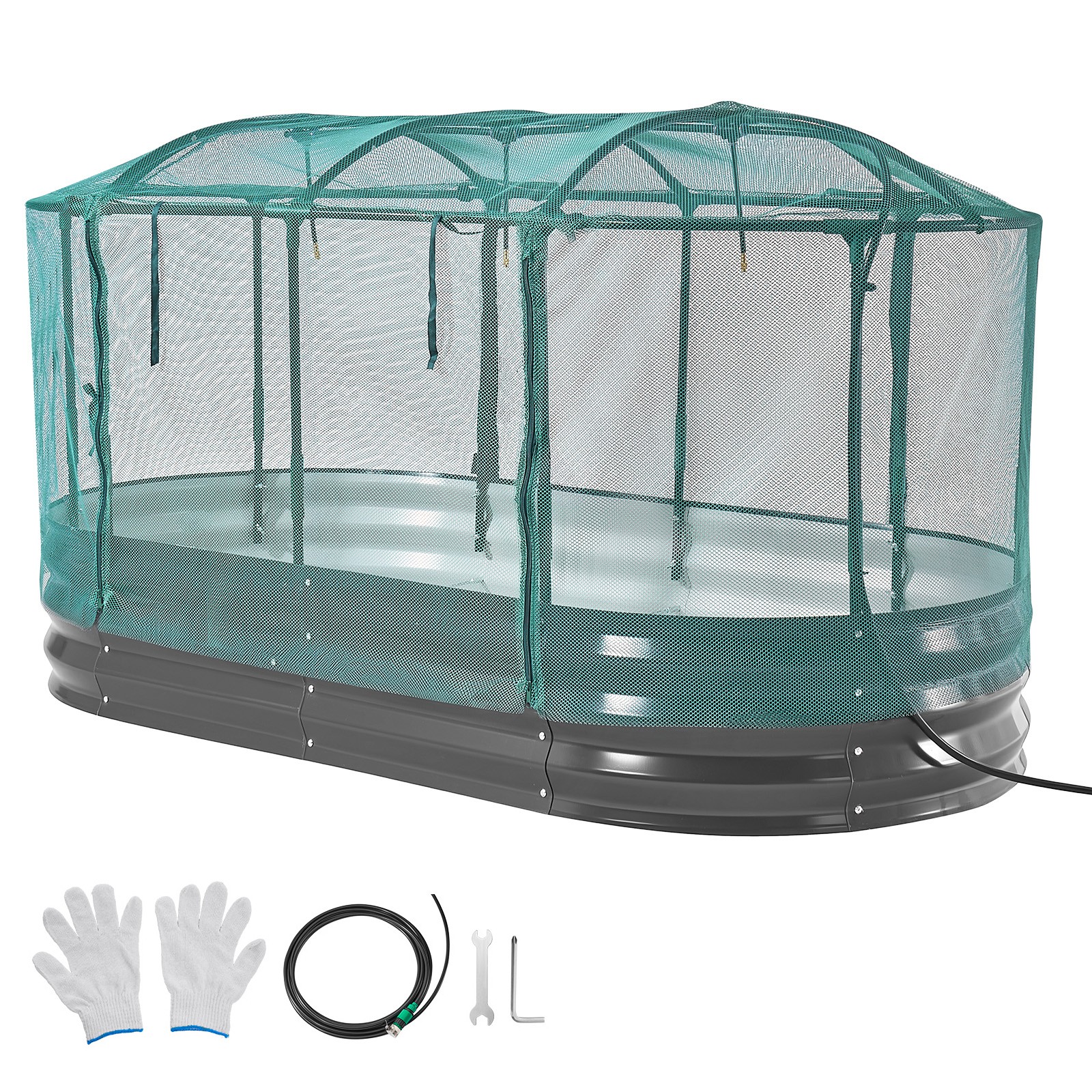 Uimoso Galvanized Steel Raised Garden Bed 6x3x1ft Oval Planter withSelf-Watering