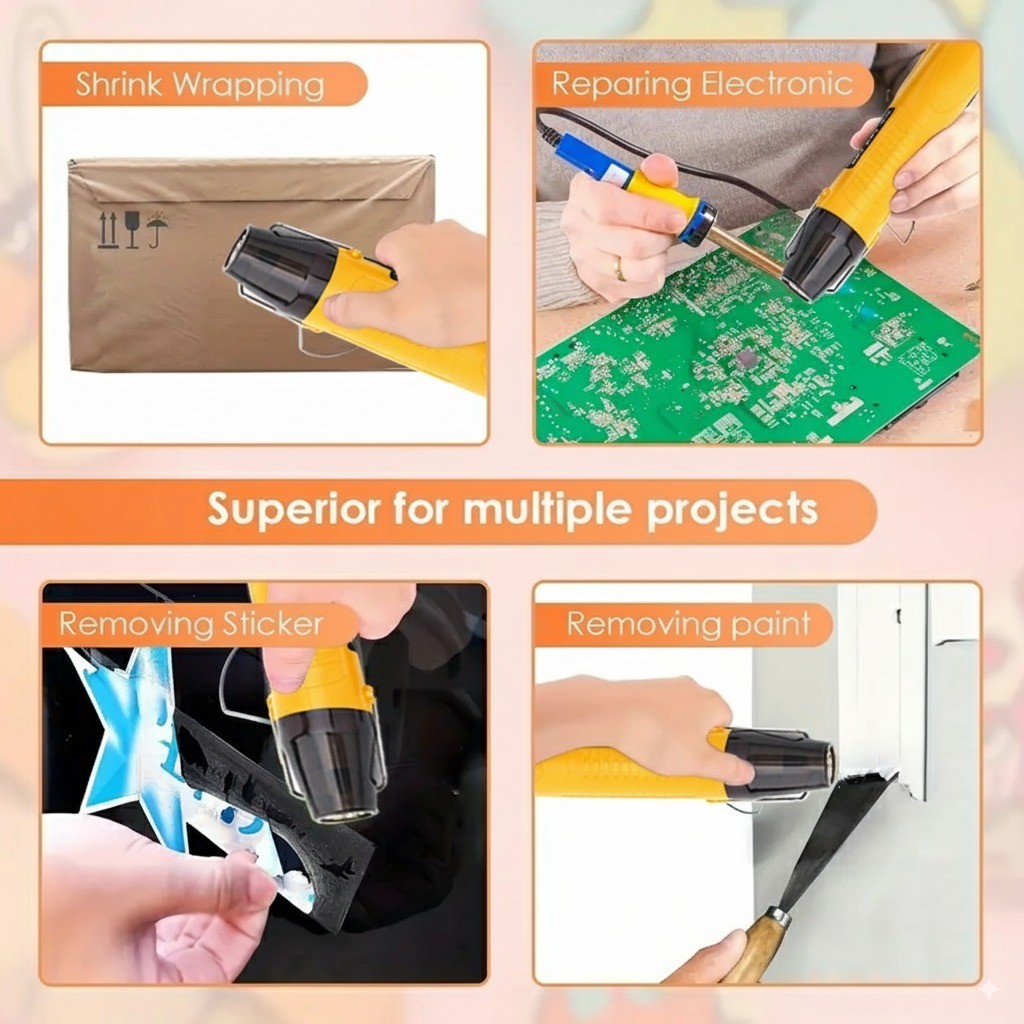 Mini Hot Air Gun for DIY Crafts Portable Heat Air Gun Tool for Embossing Shrink