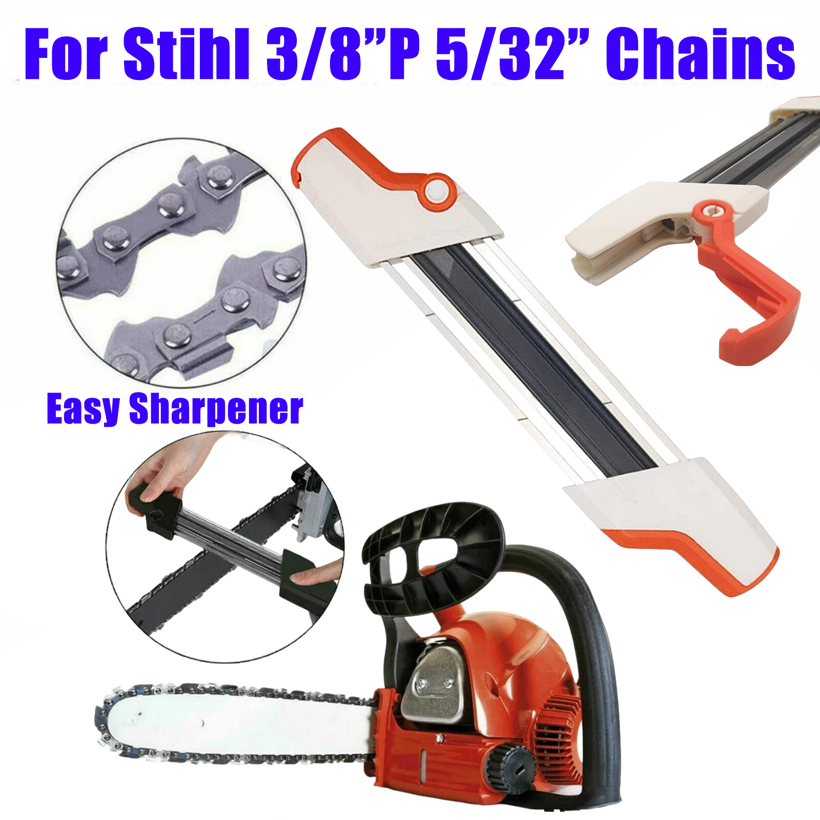 2 IN 1 Chainsaw Teeth Quick Sharpener For Stihl 3/8” Chain 5/32” 7/32” 3/16”