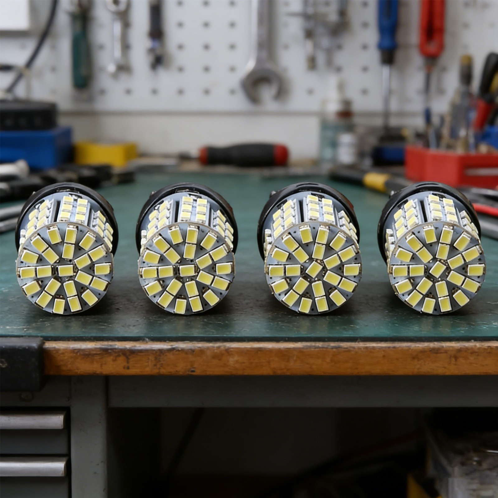 4x 3157 64-SMD LED Bulbs White 6000K for Backup Brake Tail Turn Signal Lights