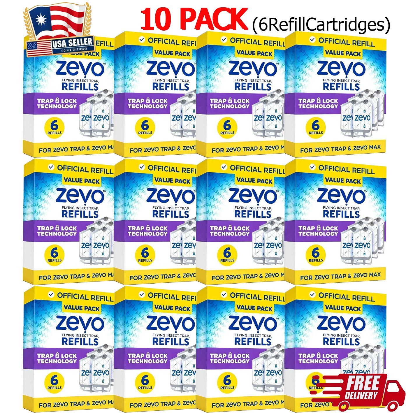 10 PACK-Zevo Flying Insect Trap RefillCartridges -Easyto Use