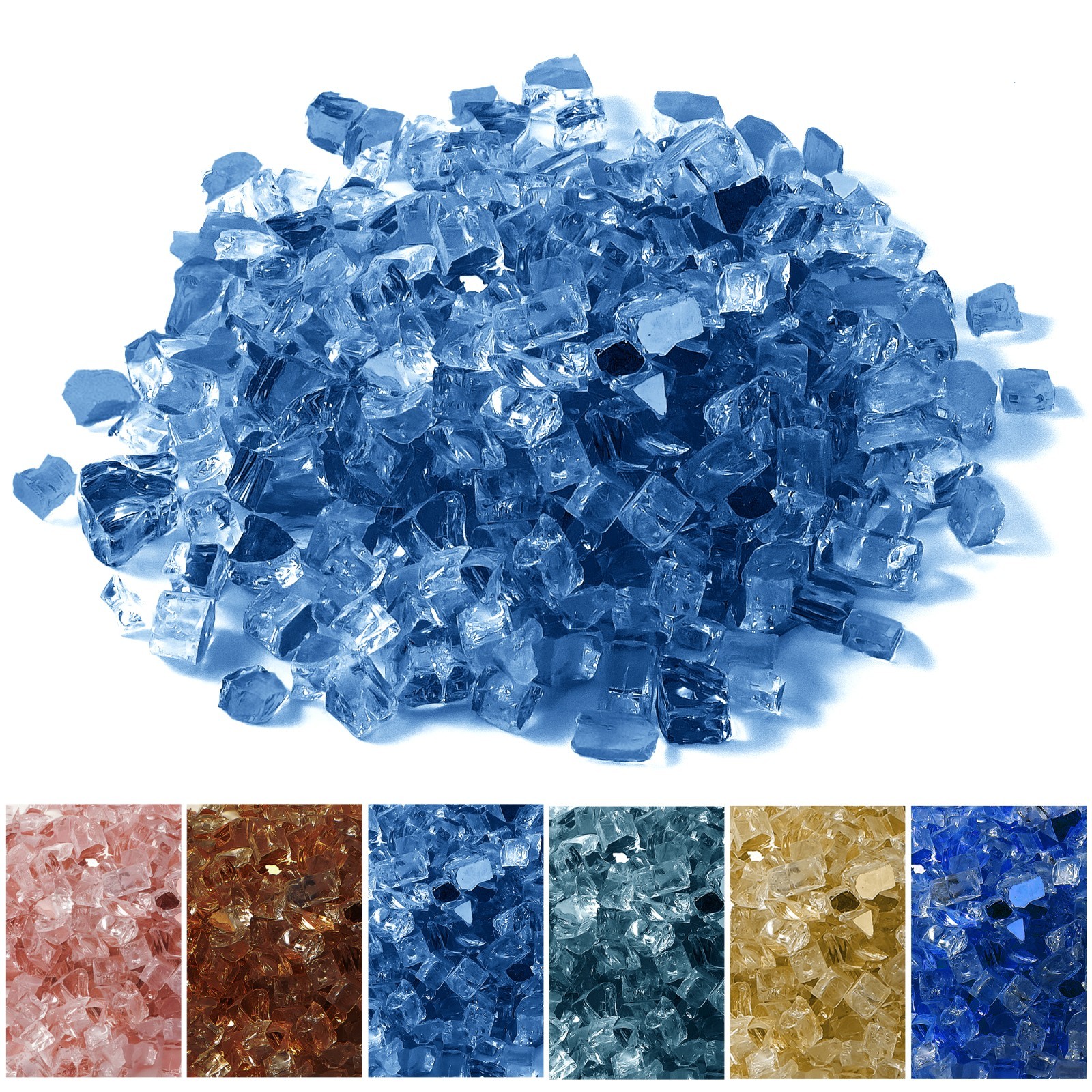 Decorative Fire Pit Glass Pellets – 10LB Sparkling 1/2-Inch Fireplace Glass