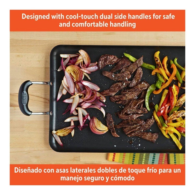 Ceramic Double Burner Griddle Black: Stovetop Griddle, Aluminum