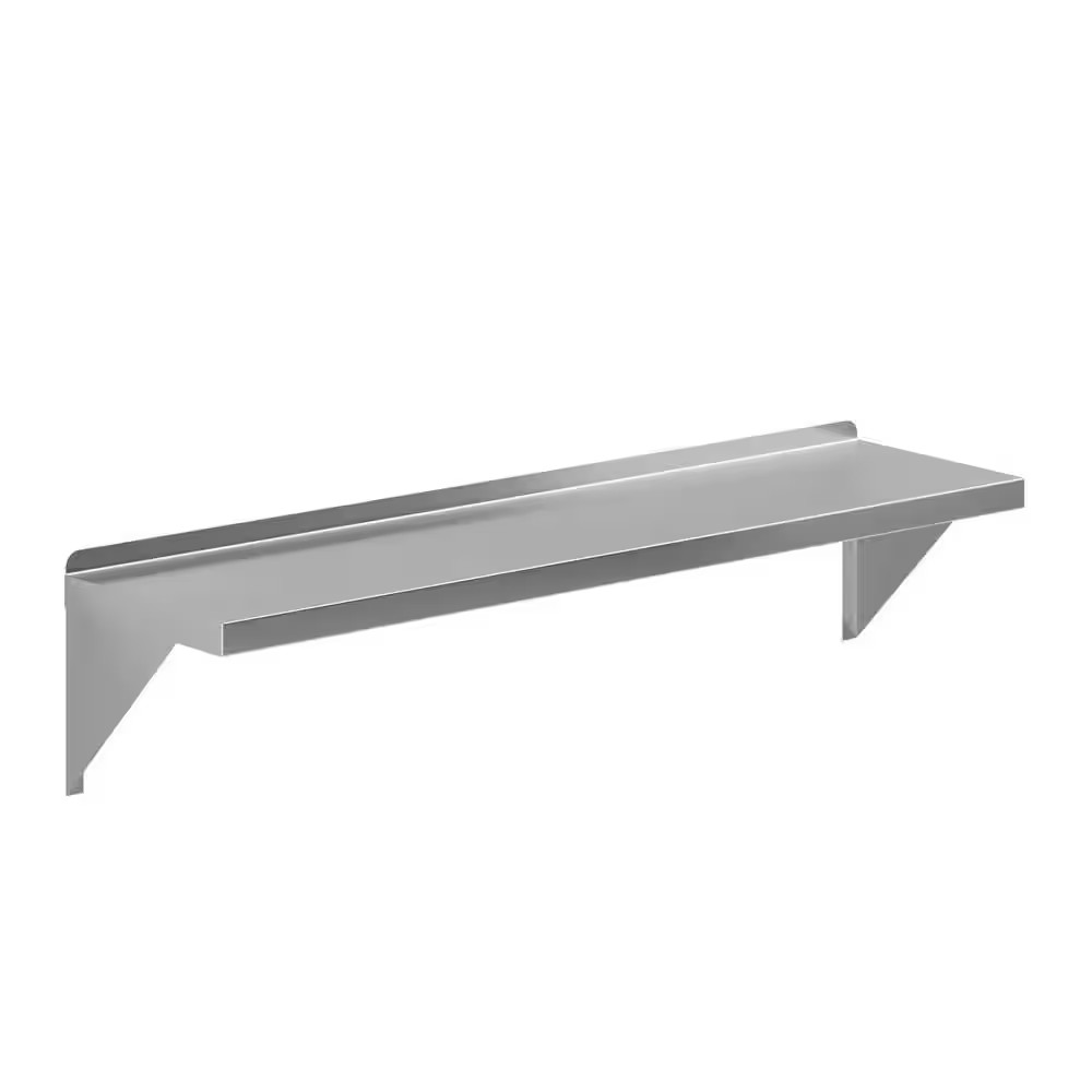 12 In. W X 48 In. D Stainless Steel Wall Shelf Square Edge Kitchen, Restaurant,