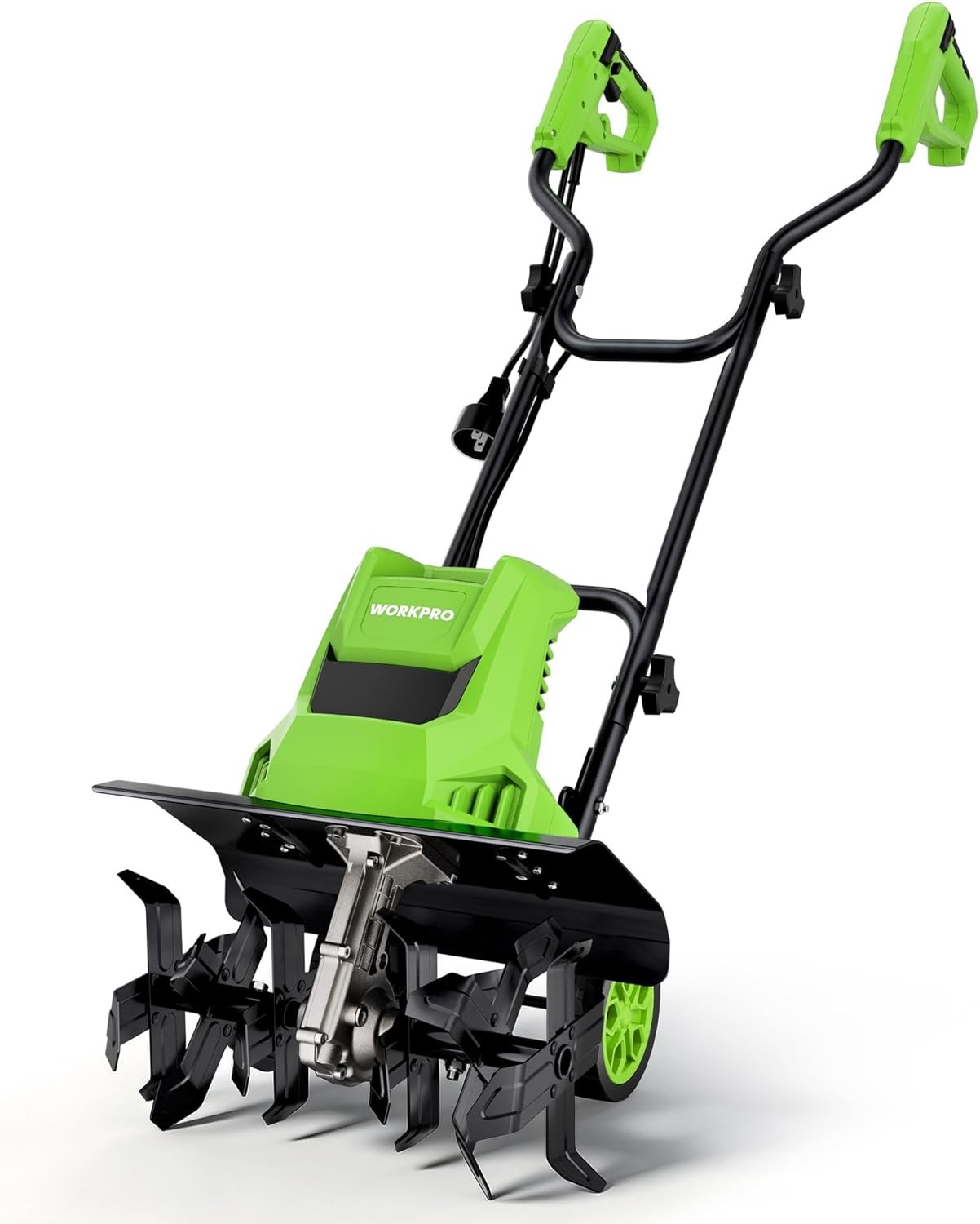 WORKPRO 1500W Electric Tiller 12.5A Corded Cultivator w/6 Steel Tines 16″Wx8.7″D