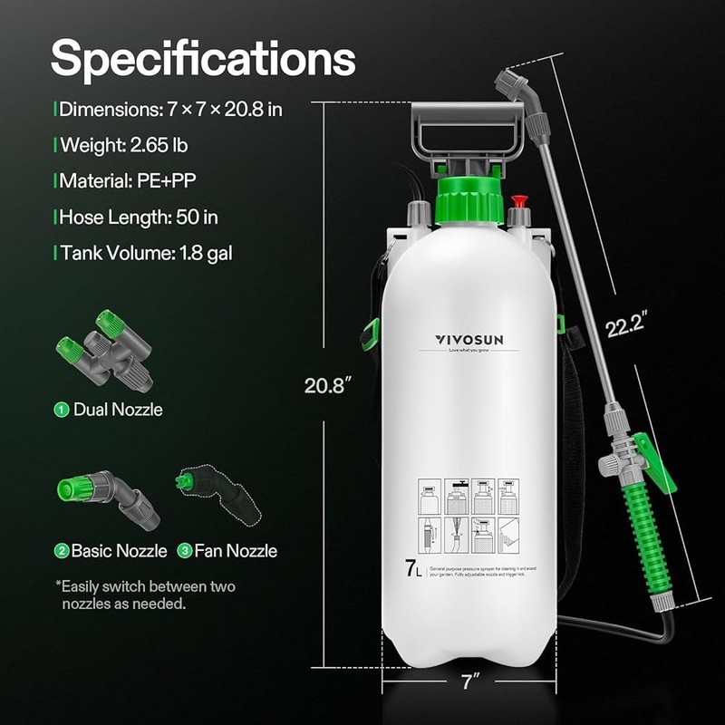 Multi-Functional Pump Sprayer Adjustable Nozzle Plants Car Detailing Pet Bathing