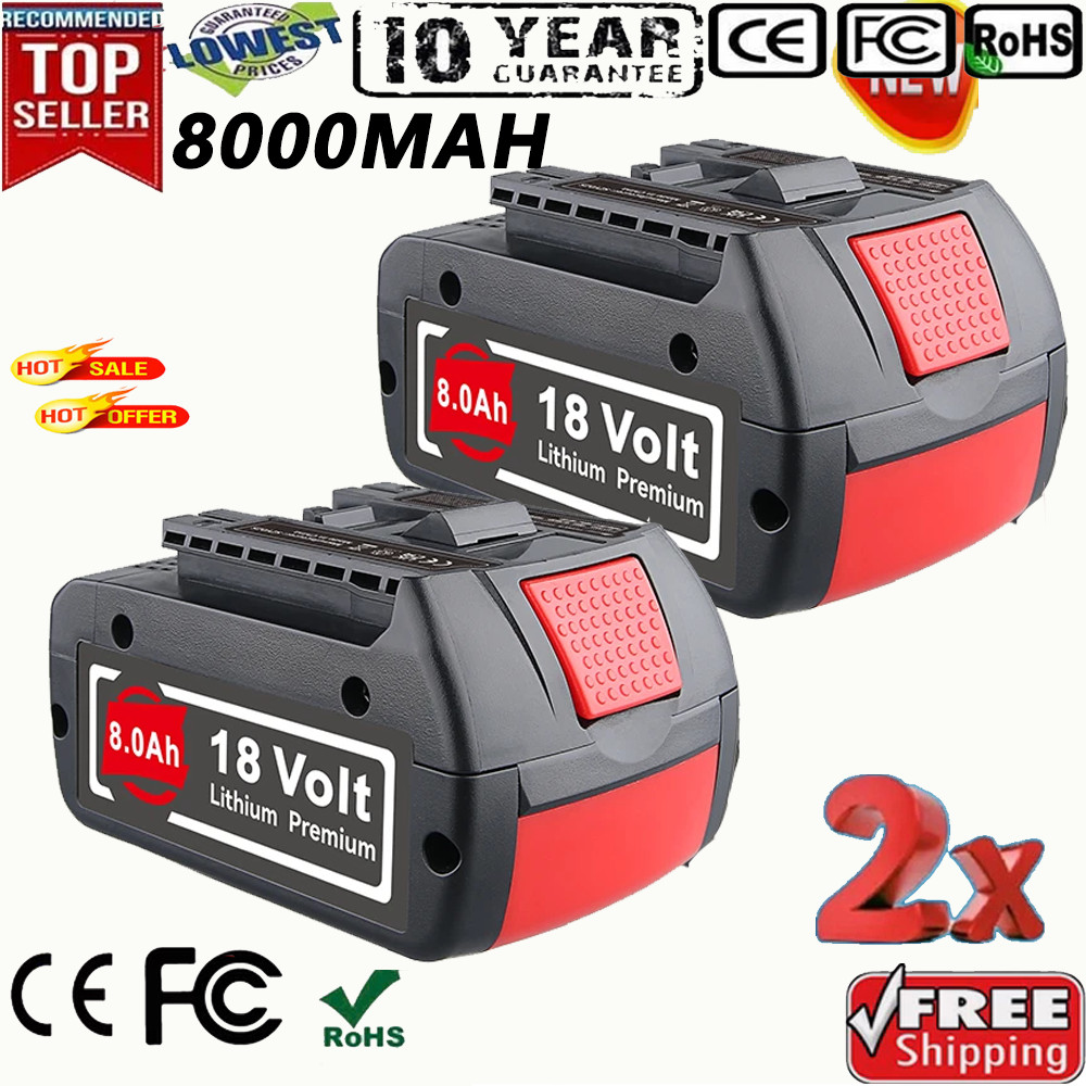 2PACK 18V Battery For Bosch 18 VOLT 8.0AH Li-ion BAT609 BAT610G BAT618 24618-01
