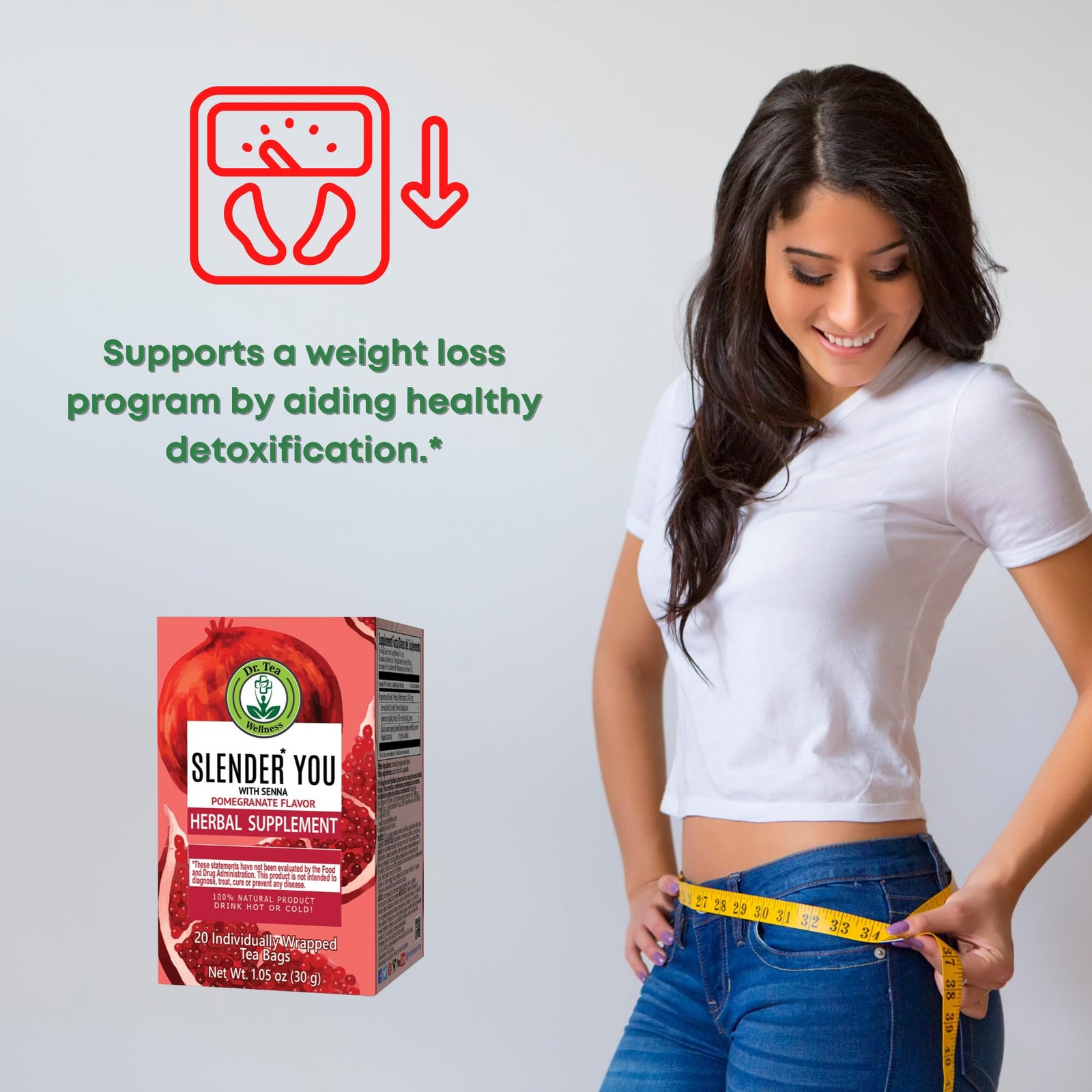 Slender You Tea with Senna – Pomegranate Flavor – 20 Tea Bags