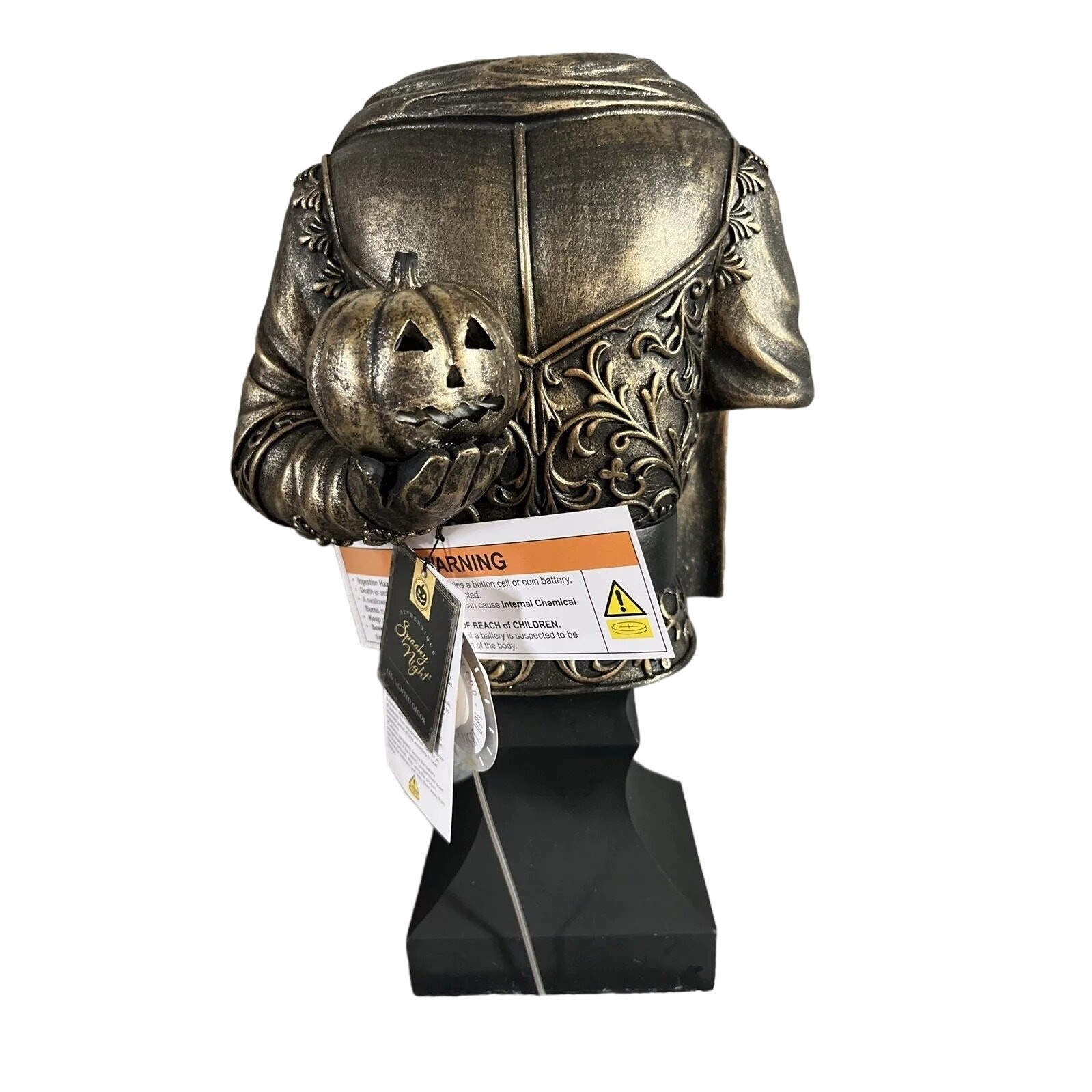 Halloween 14in LED Bronze Headless Knight Bust Light Up Spooky Night Decor New