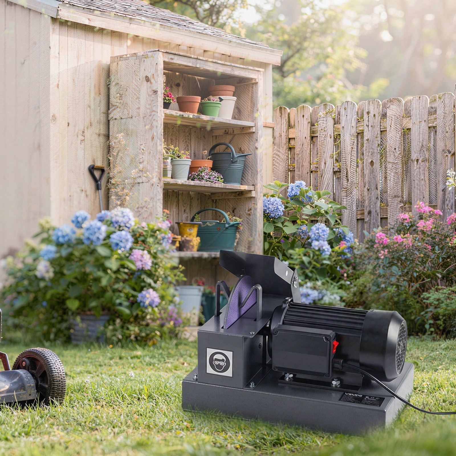 VEVOR 1HP Lawn Mower Blade Sharpener with Blade Balancer & 9″ Grinding Wheel