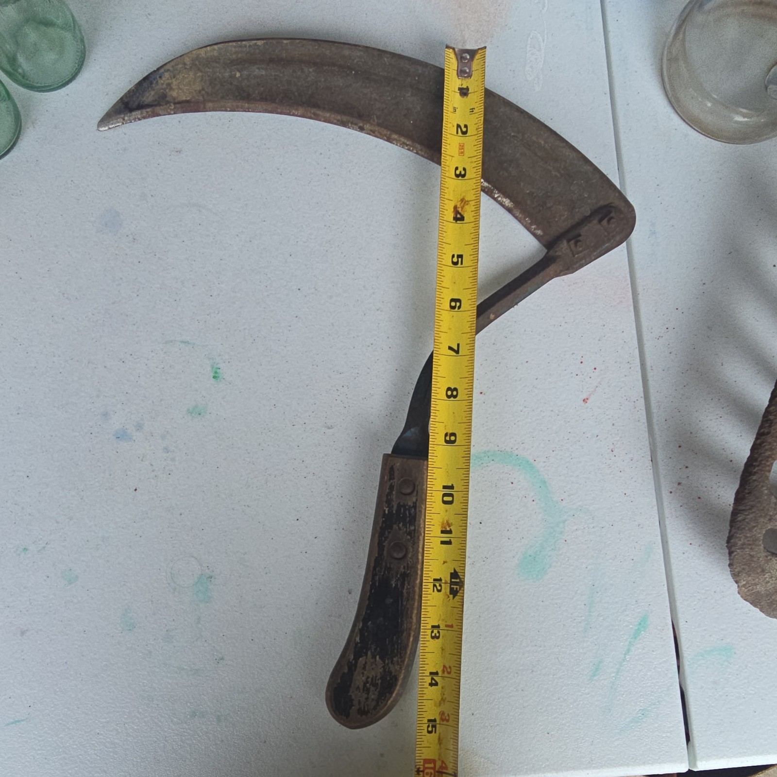 Steel Sickle 12 in Blade, 3.5 in Wide, Wood Handle for Reaping/Trimming