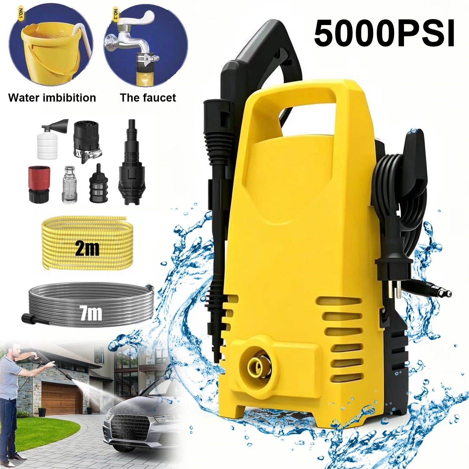 5000 PSI 2.8GPM High Pressure Power Washer Portable Electric Cleaner Machine