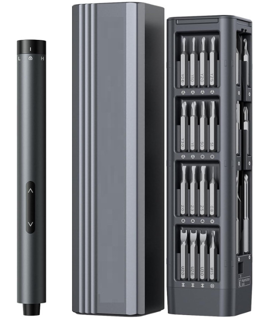 Destornillador eléctrico 3.7V, set de precisión mini (5/32”): 50 puntas magnéti