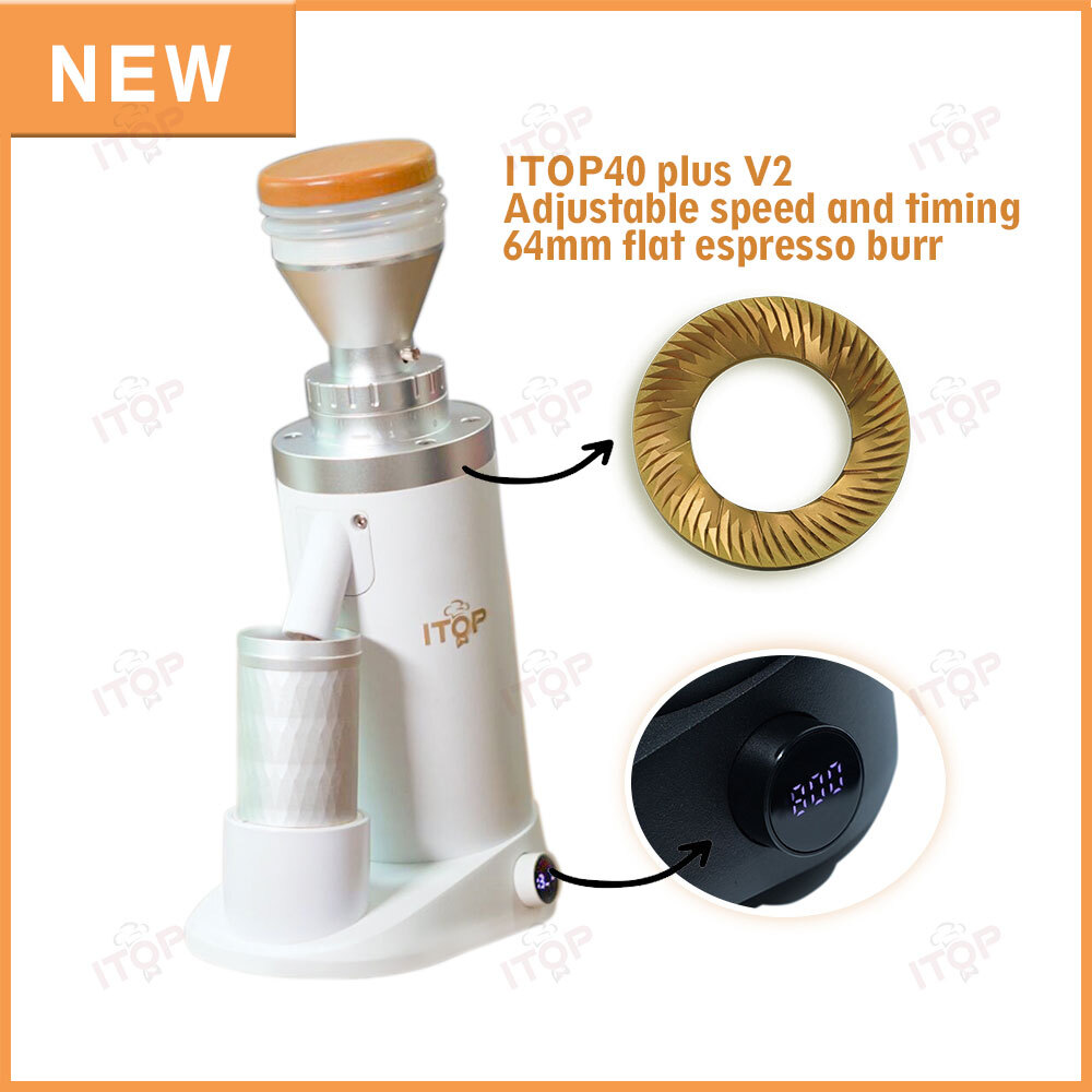 Electric Coffee Grinder ITOP40 plus Updated Conical or Flat Burr Stepless Speed