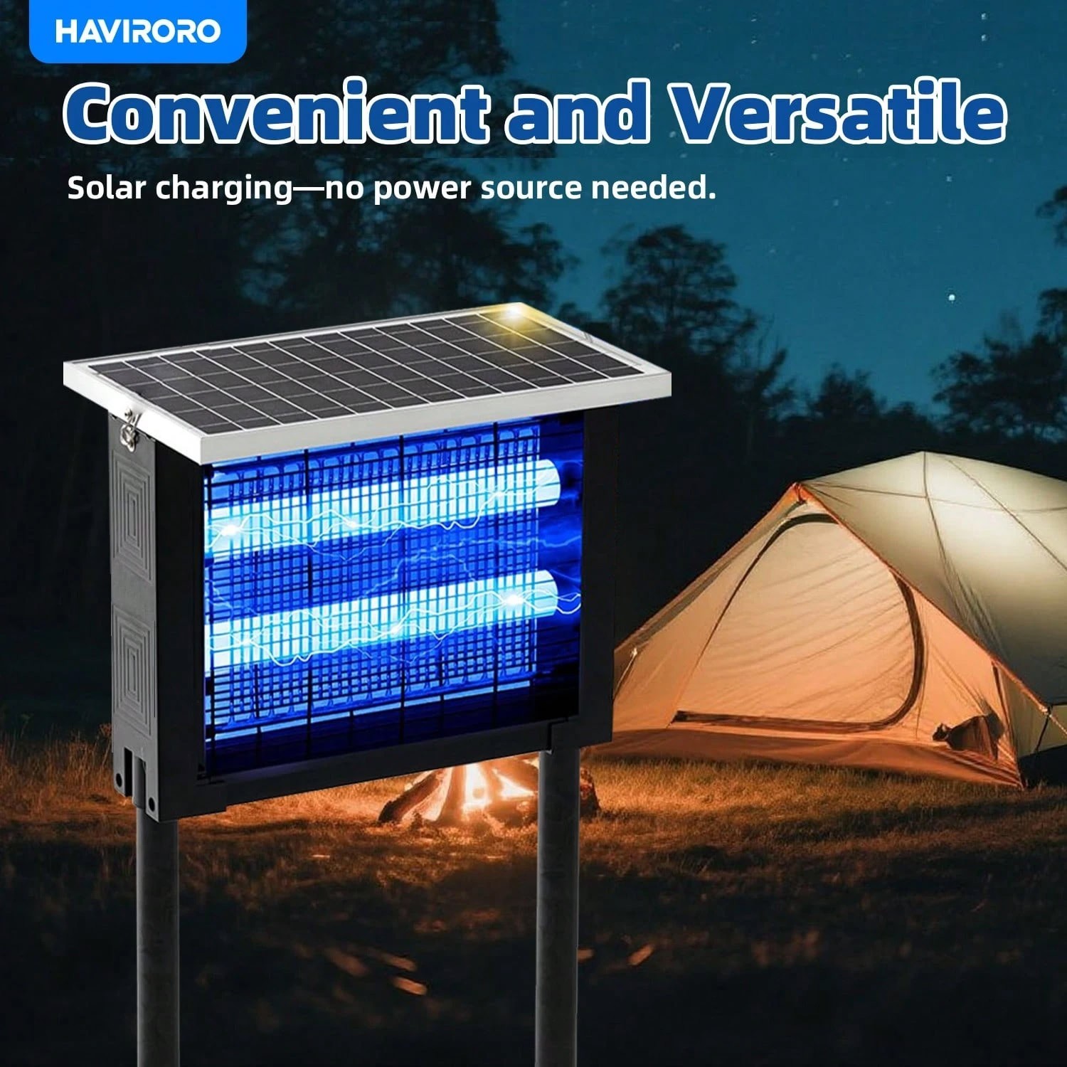 Solar Bug Zapper Outdoor 2000 Sq Ft Rechargeable Mosquito Fly Killer Lamp