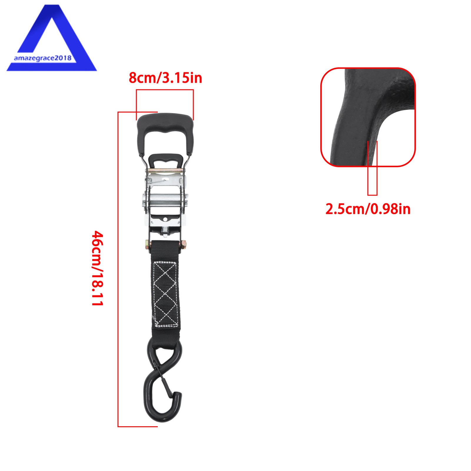 4Pack 1.6″ × 15 Feet Heavy Duty Tie Downs 5208Lbs Ratchet Straps W/ S Hook Black