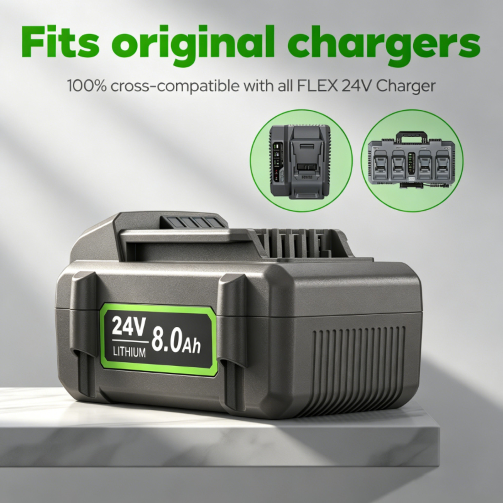 2X 8.0Ah Li-Ion Battery Replacement for FLEX 24V FX0221-1 FX0331-1 FX0341-1 New