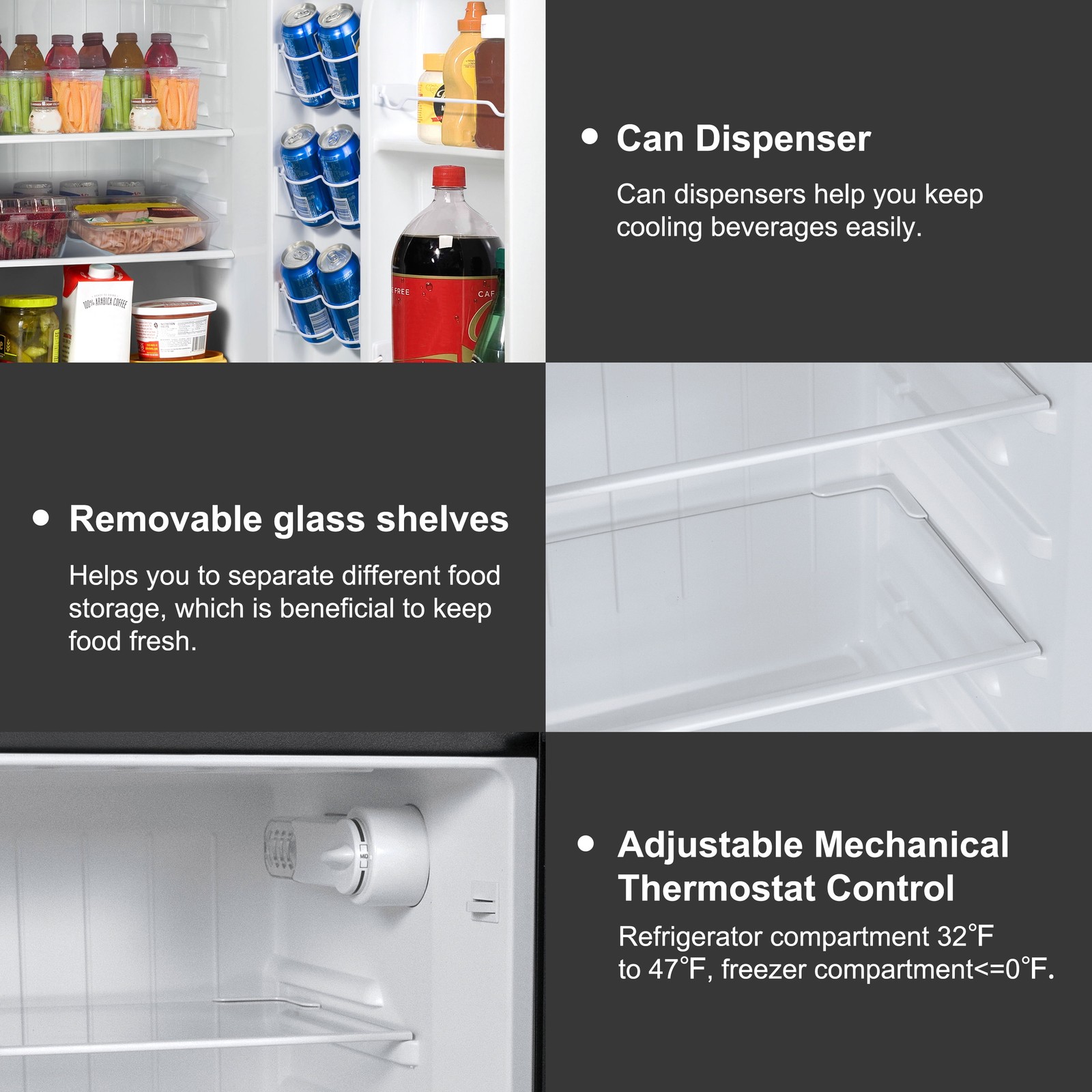 4.6 Cu Ft Stainless Steel Mini Fridge with Freezer—Compact, Energy-Efficient Ref
