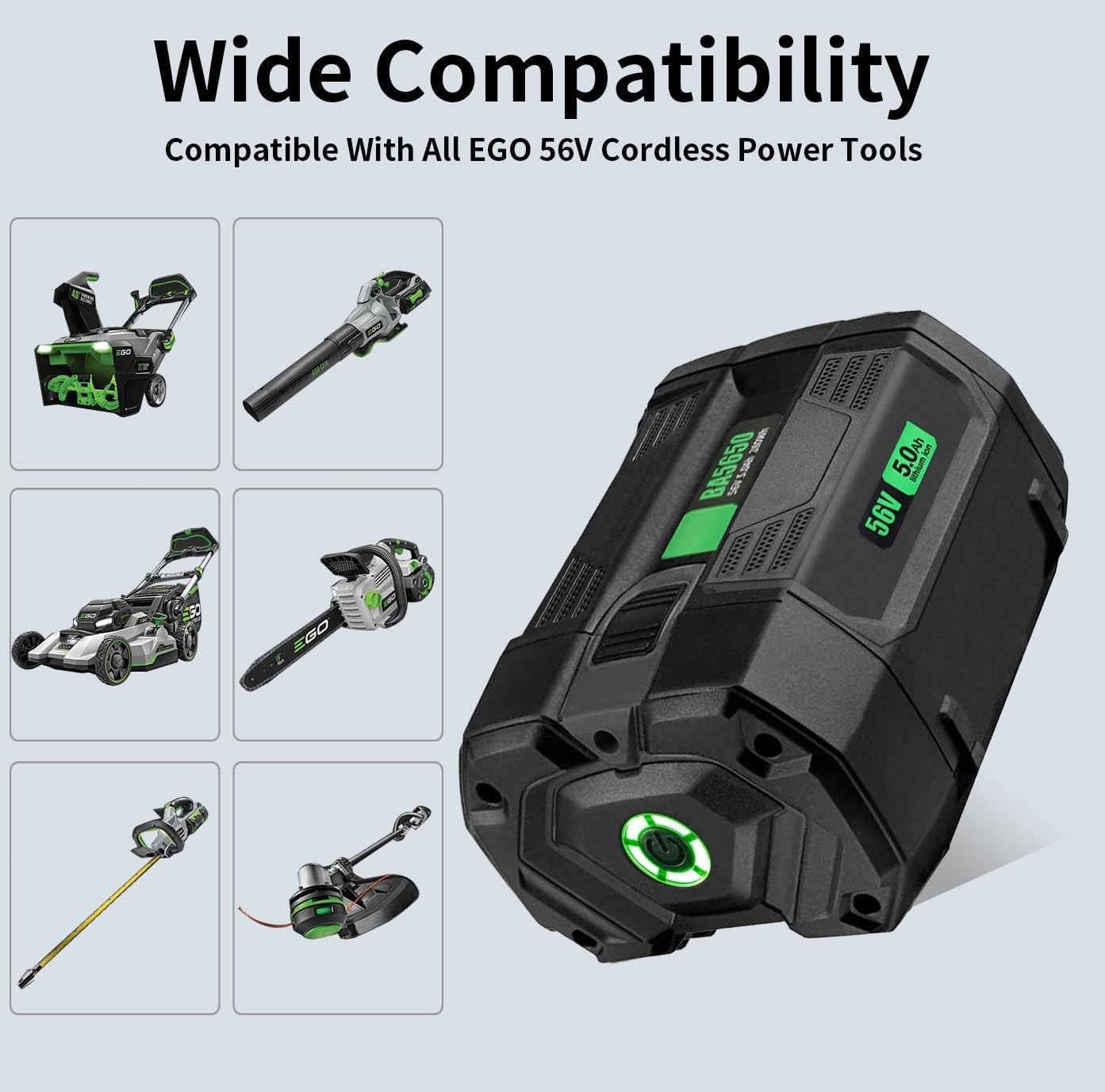 1-Pack 56V 5.0Ah For EGO 56Volt BA1400 POWER+ Lithium Ion Battery BA2800T BA2240