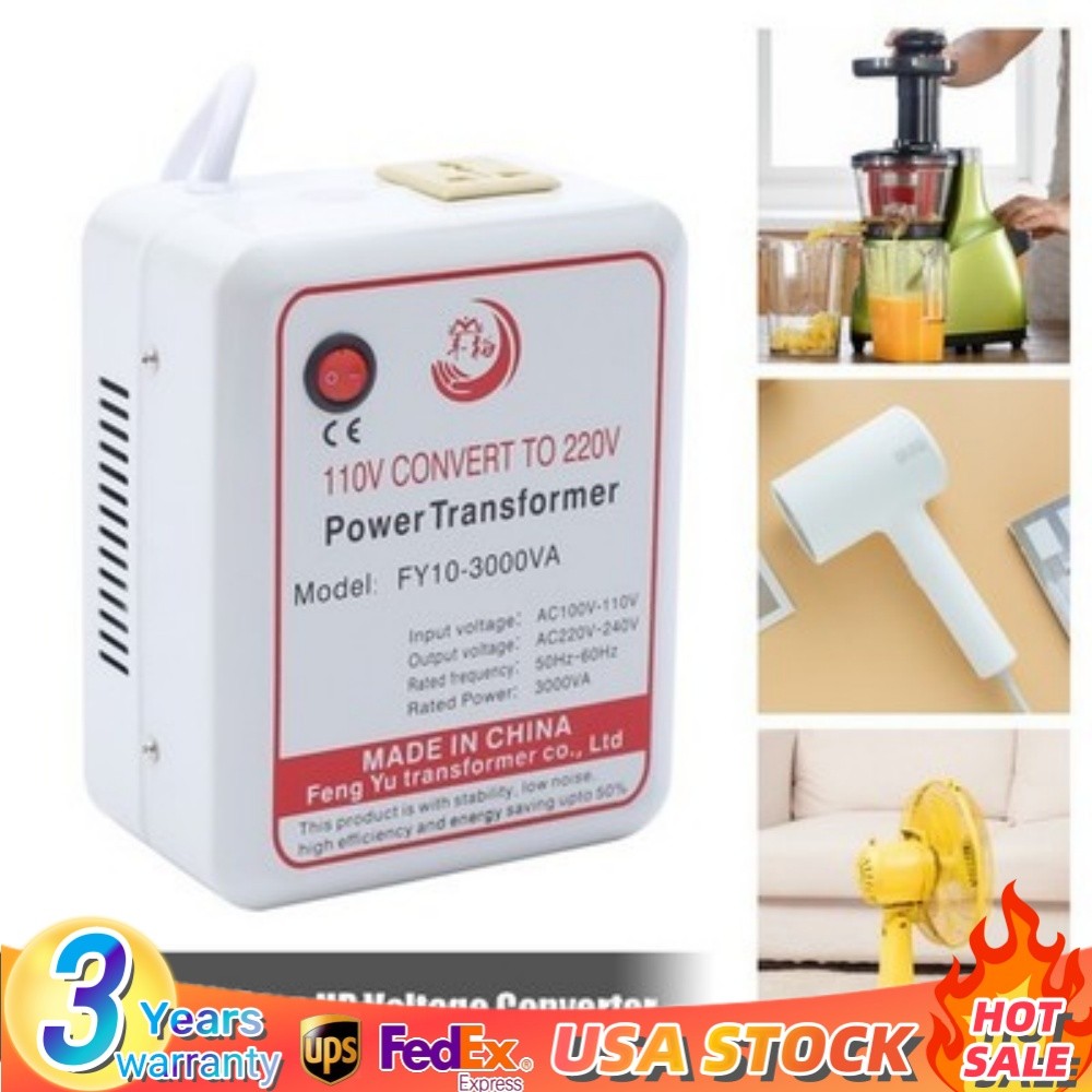 3000W US 110V-220V Power Transformer only Step-up Voltage Converter 160x97x200mm