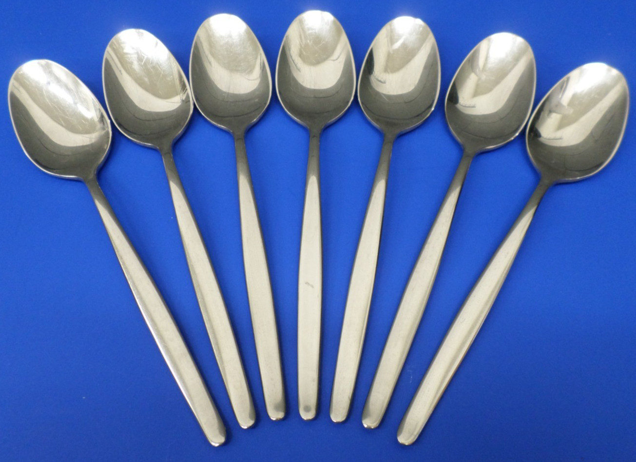 7 – Towle VIVA Glossy Slender 18/8 Stainless GERMANY Flatware OVAL SOUP SPOONS