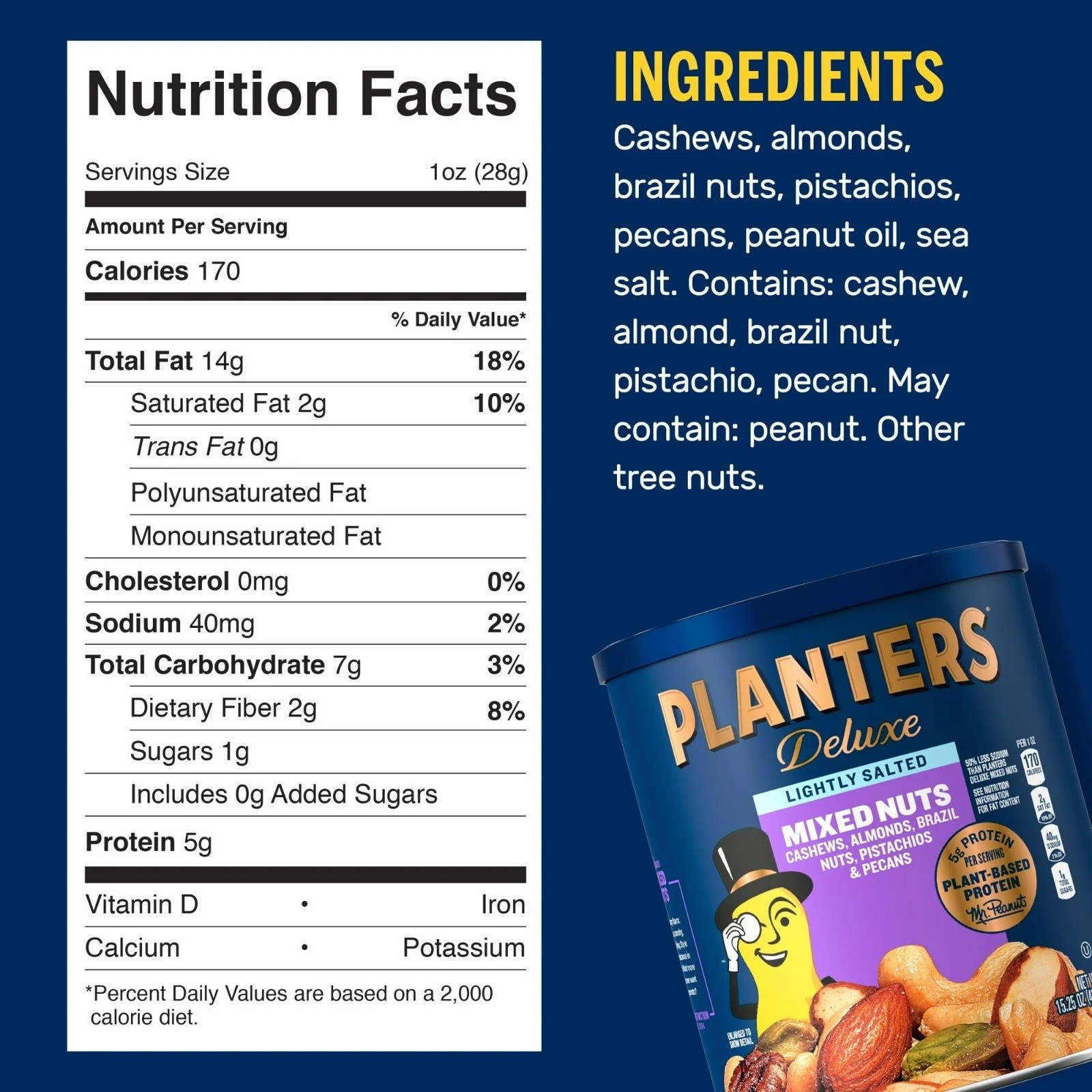 PLANTERS Deluxe Lightly Salted Mixed Nuts, Party Snacks, Plant-Based Protein 15.