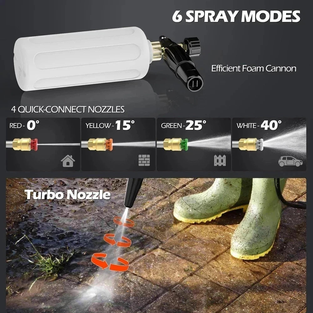 5000PSI GFCI Pressure Washer – 100FT Hose, Foam Cannon & 5 Nozzles