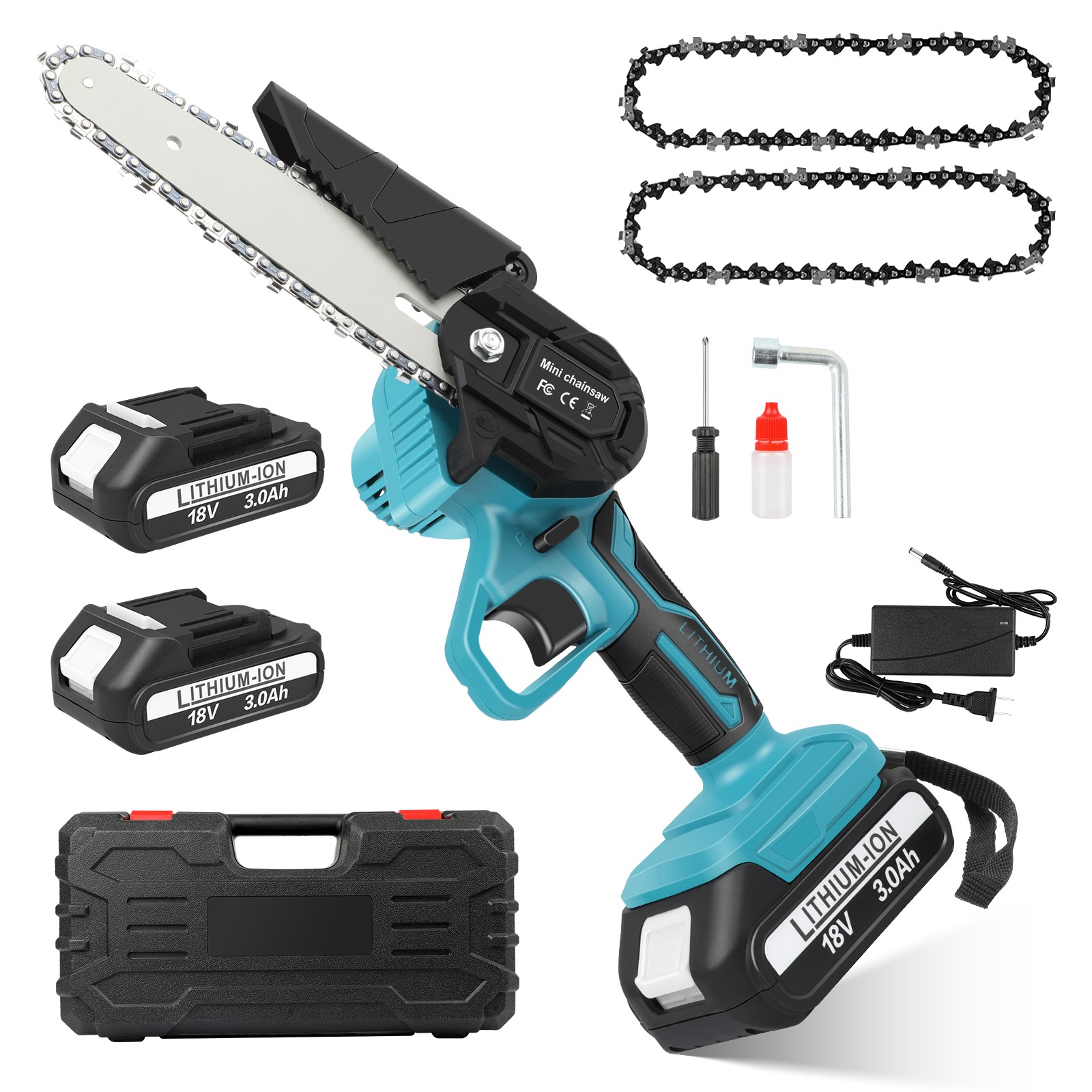 6″ Electric Mini Chainsaw Cordless Handheld Saw 2 Battery + 2 Chains for Makita