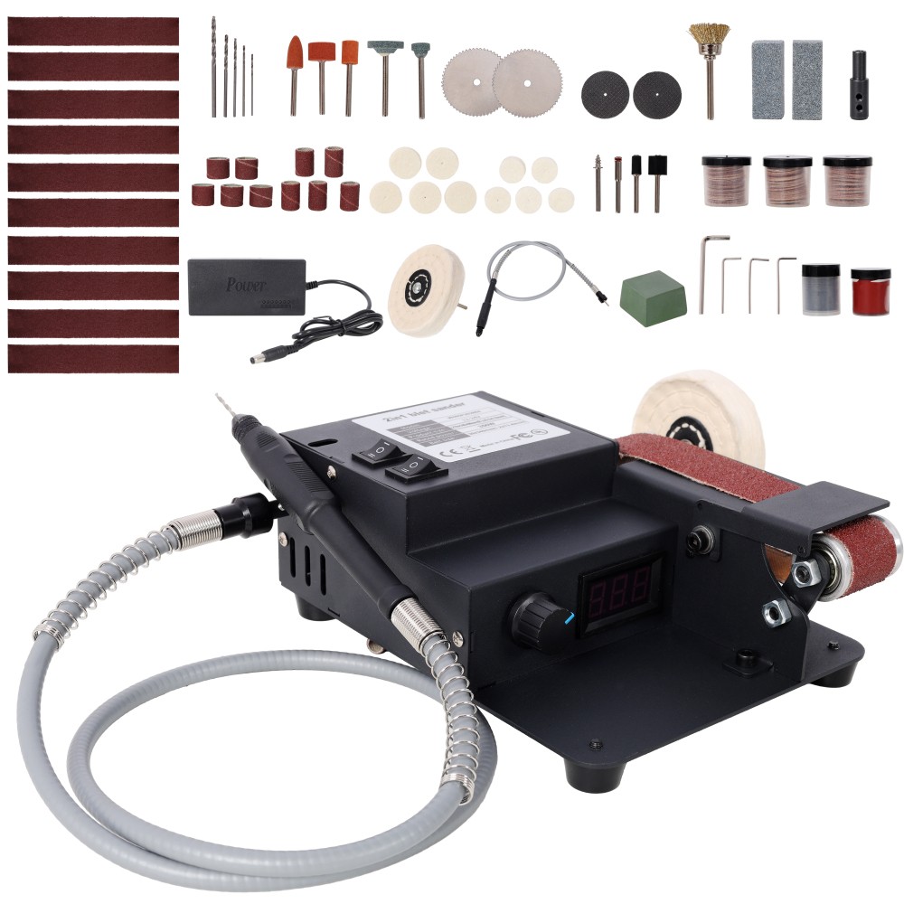 2 in 1 Belt Sander 350W Dual Motor Rotary Tool Sand Belt Mini Electric Belt