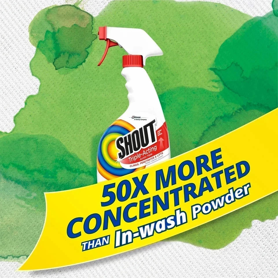 Shout Triple-Acting Laundry Stain Remover, 128 fl. oz. Refill + 22 fl. oz. Trigg