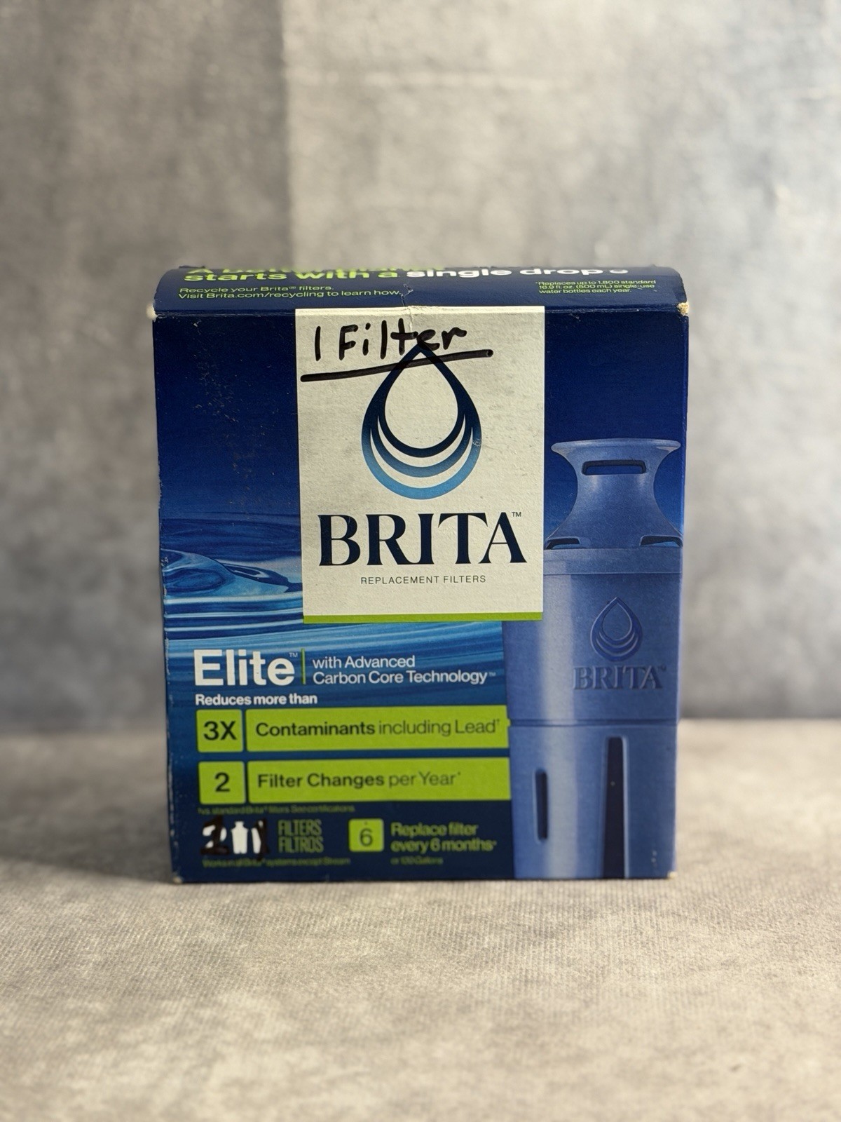 1-BRITA Elite 6 Month (120 Gallon) Pitcher Replacement Water Filter OB06-NEW