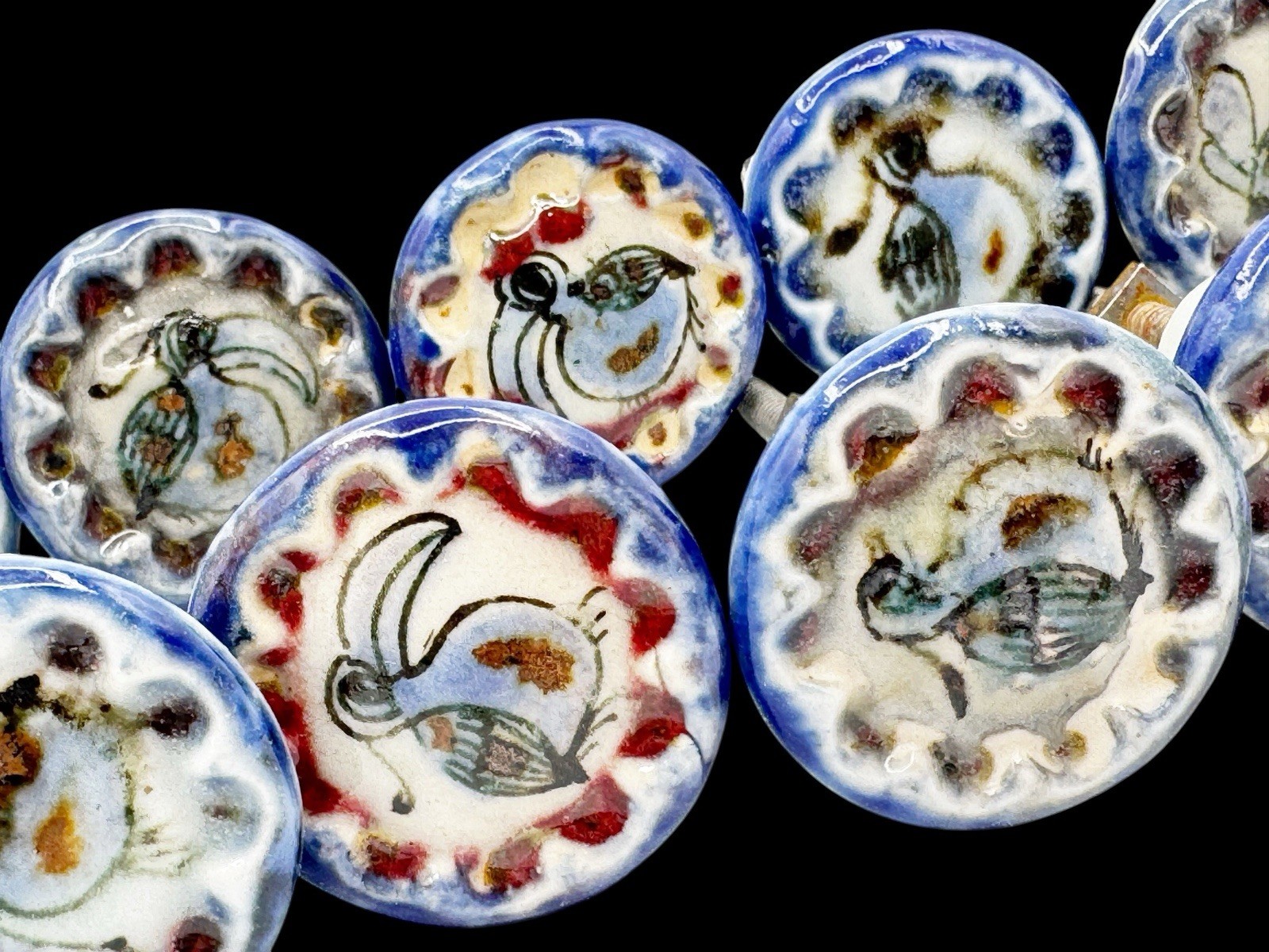 Ken Edwards Tonala Pottery Drawer Pulls Set 10 Knobs Birds & Butterfly Mexico