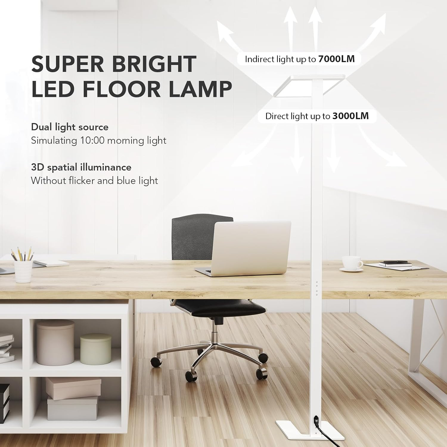 Super Bright 120W LED Floor Lamp – Dimmable 10000LM Eye-Care Light