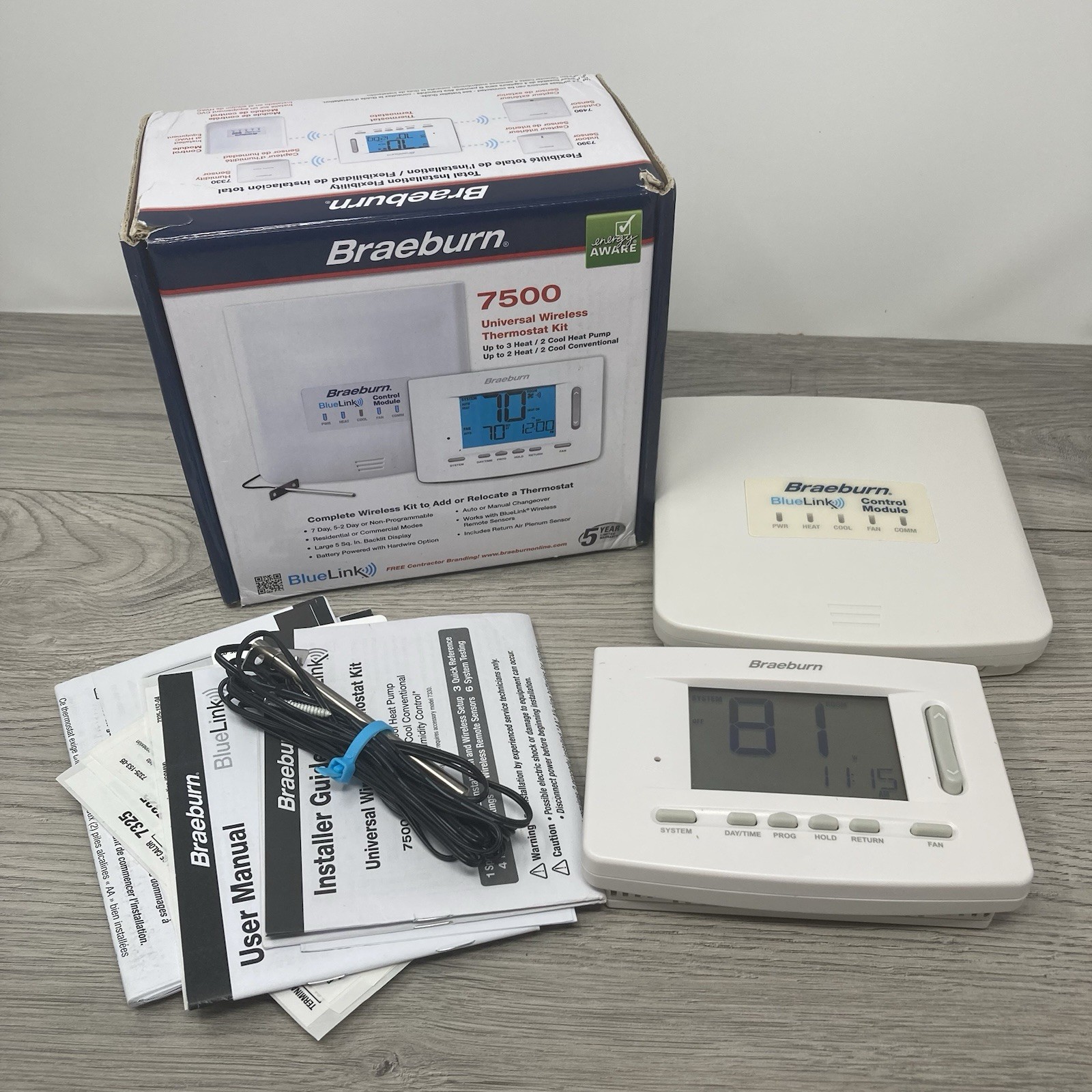 Braeburn 7500 Universal Wireless Thermostat Kit – Programmable/Non-Programmable