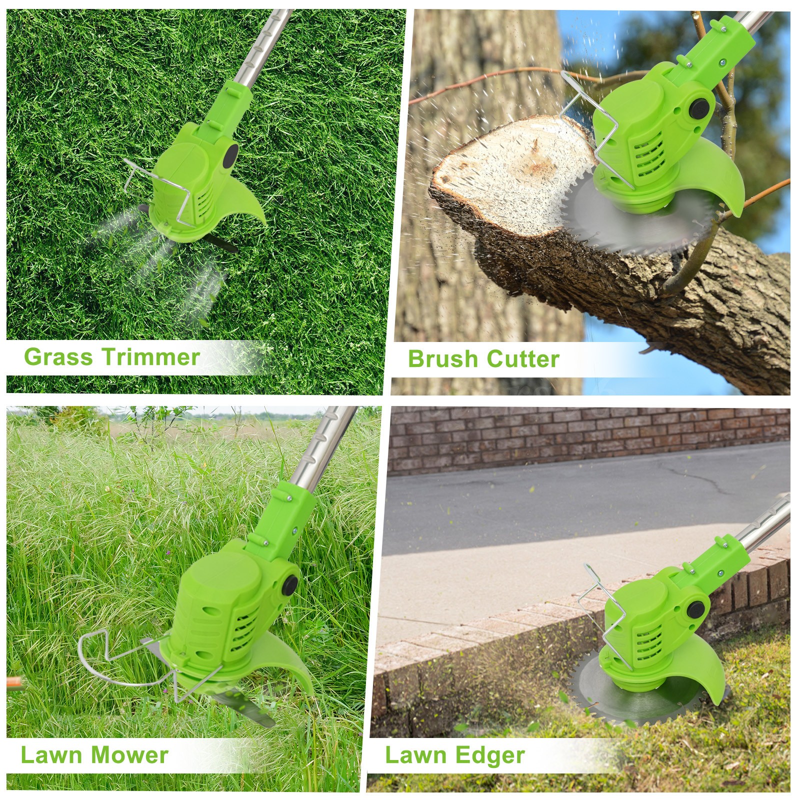 Electric Cordless Grass String Trimmer Lawn Edger Weed Wacker Cutter + 2 Battery