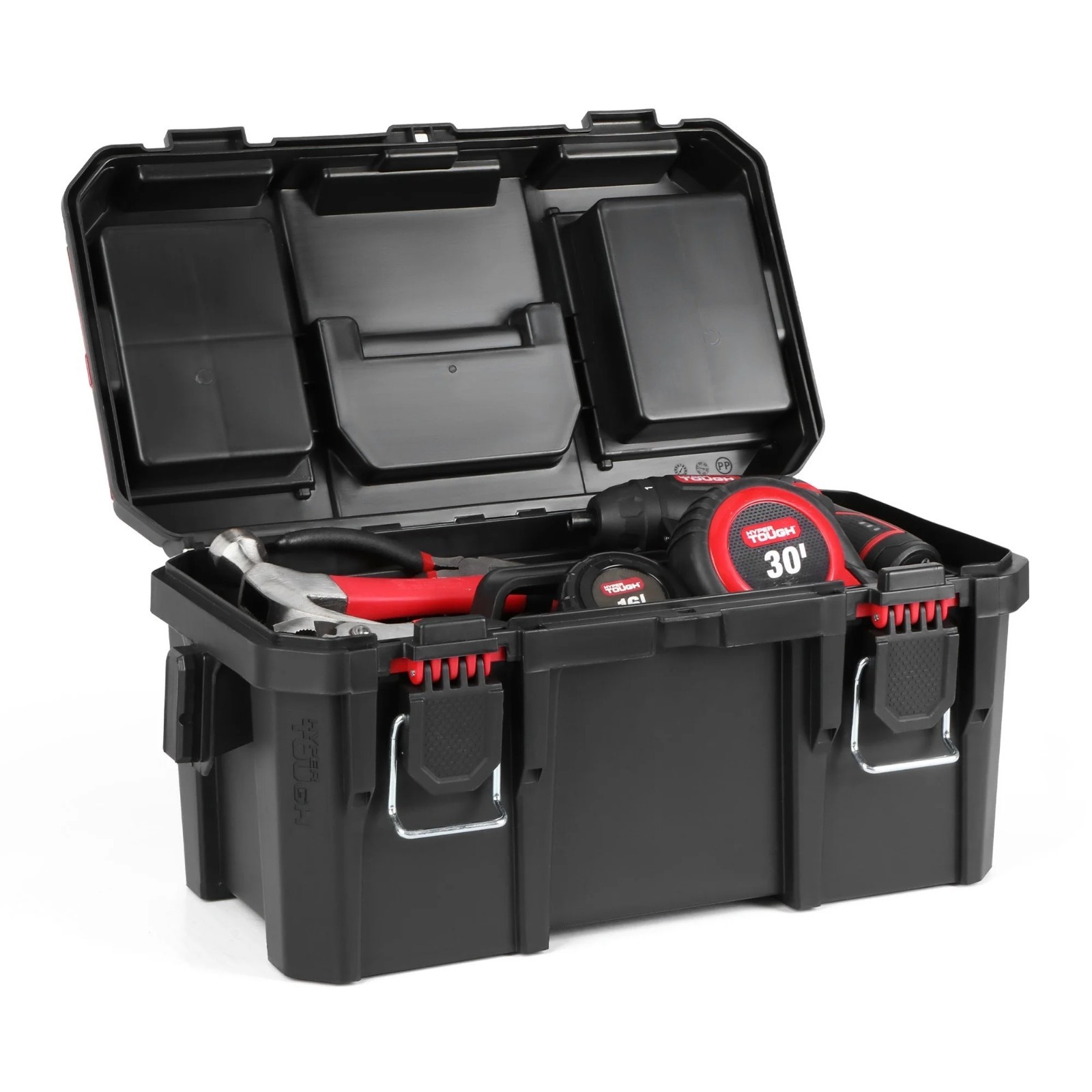 Hyper Tough 16-Inch Toolbox – Heavy-Duty Resin Storage with Padlock Security