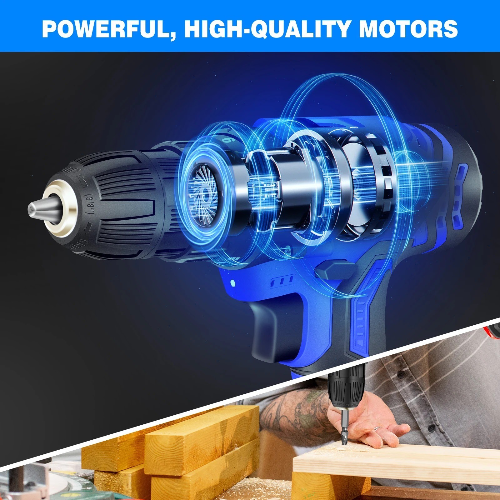 21V Cordless Drill Driver Set Electric Screwdriver 2 Speed 25+1 Torque 29PCS
